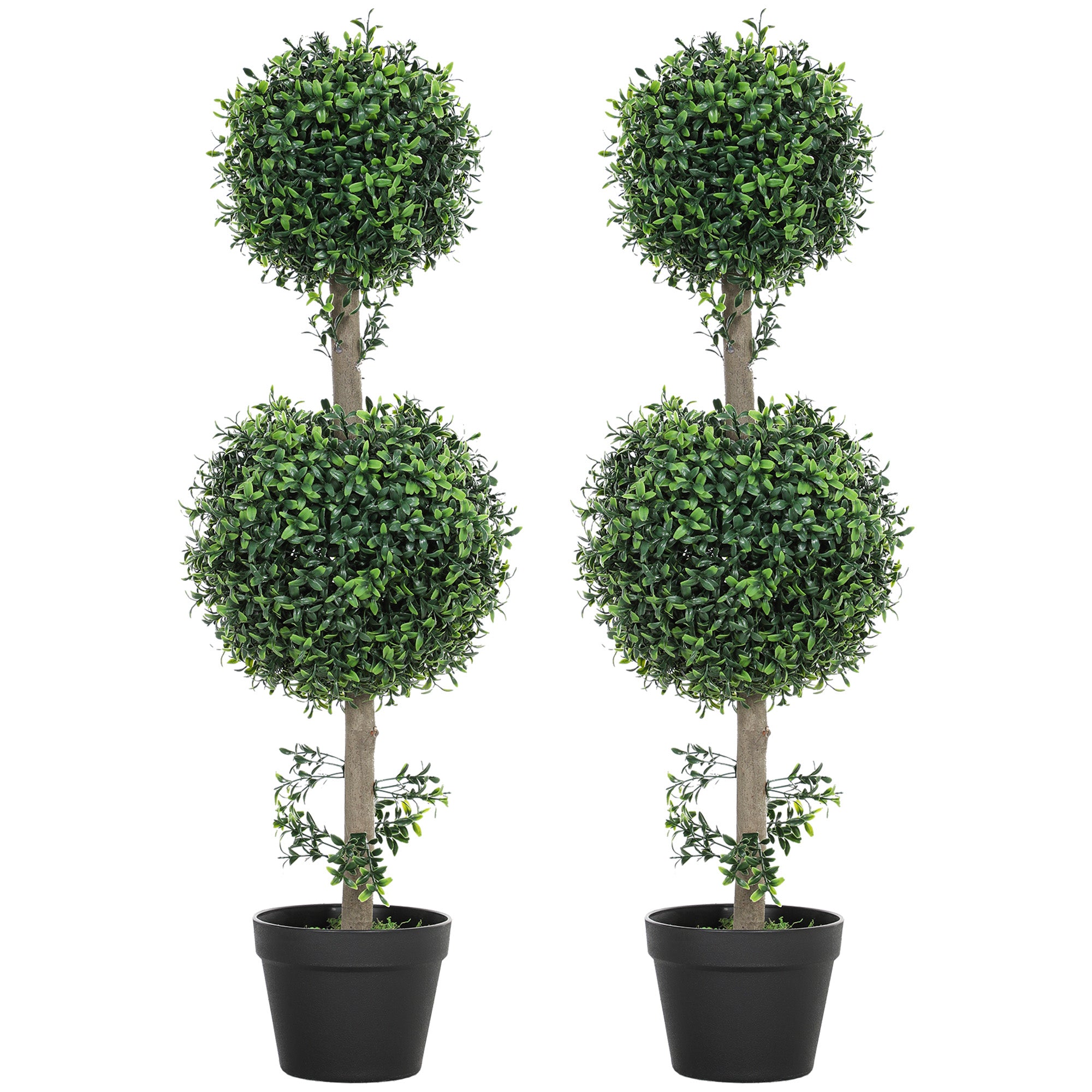 Artificial Boxwood 2-Piece Set Large 91.6 cm Artificial Plants in Pot, Artificial Plant, Boxwood Realistic Artificial Tree with UV Protection for Living Room Garden Balcony