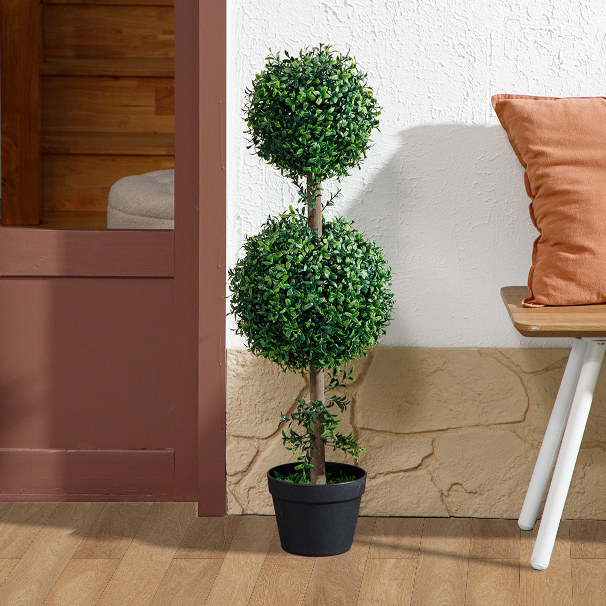 Artificial Boxwood 2-Piece Set Large 91.6 cm Artificial Plants in Pot, Artificial Plant, Boxwood Realistic Artificial Tree with UV Protection for Living Room Garden Balcony