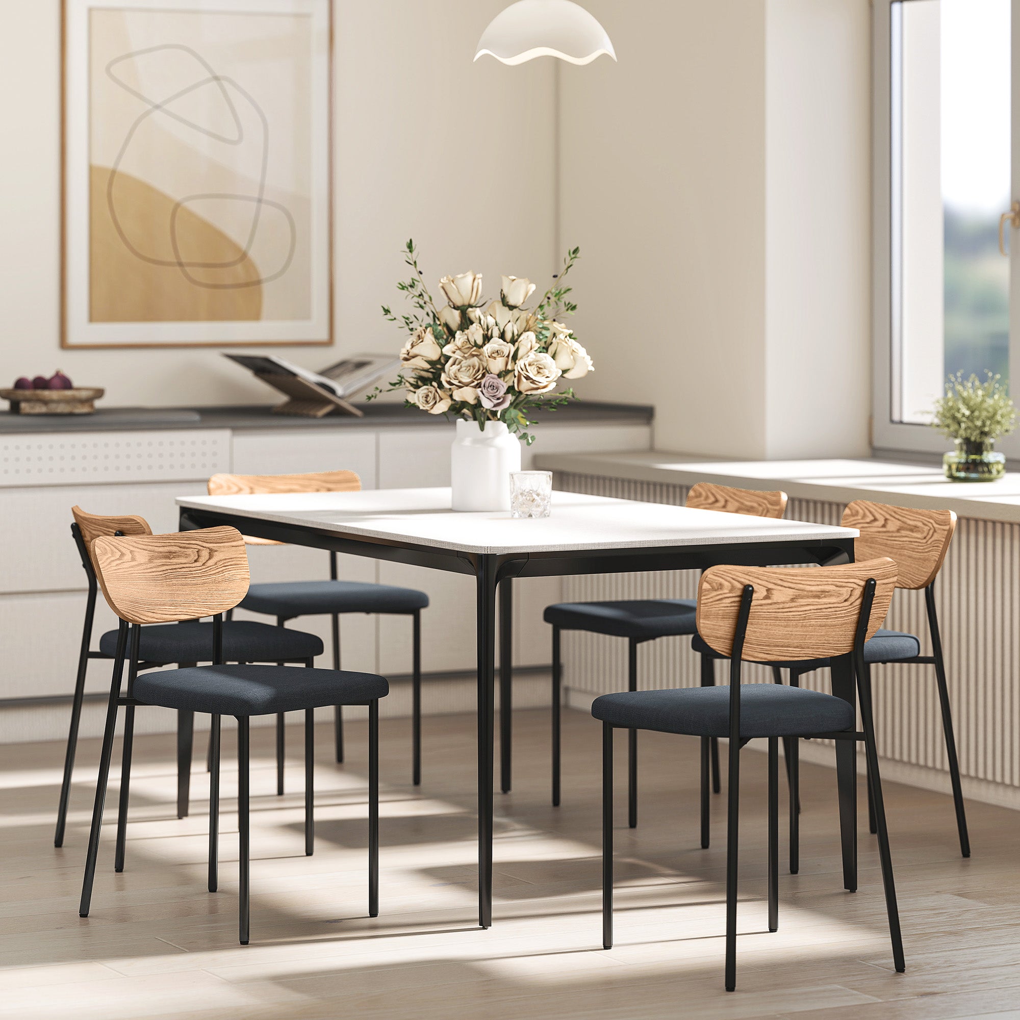 Dining Chairs 2-Piece Set Kitchen Chair with Backrest, Linen Look, Armless Chairs, Upholstered Chair with Steel Legs, Living Room Chair for Dining Table, Gray