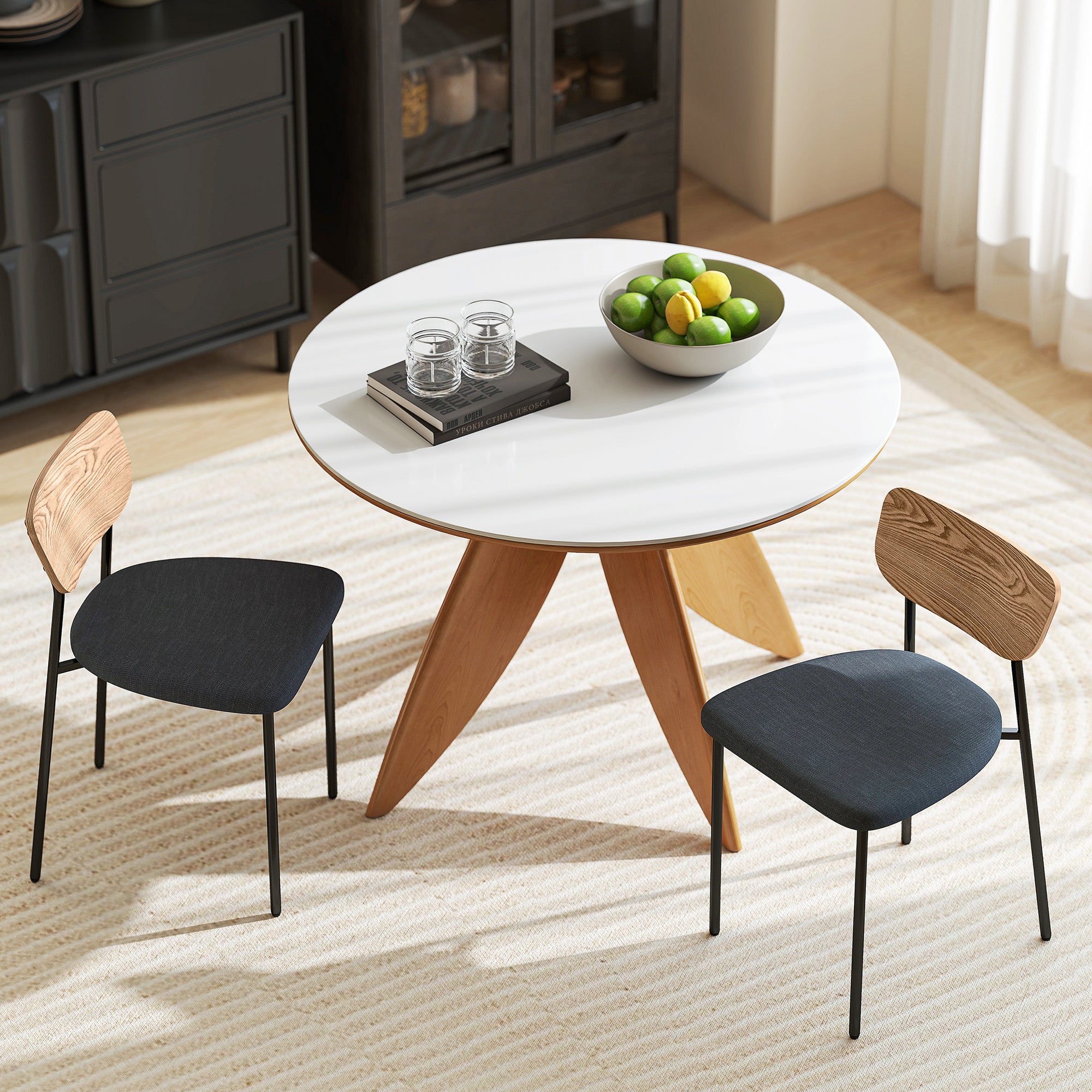 Dining Chairs 2-Piece Set Kitchen Chair with Backrest, Linen Look, Armless Chairs, Upholstered Chair with Steel Legs, Living Room Chair for Dining Table, Gray