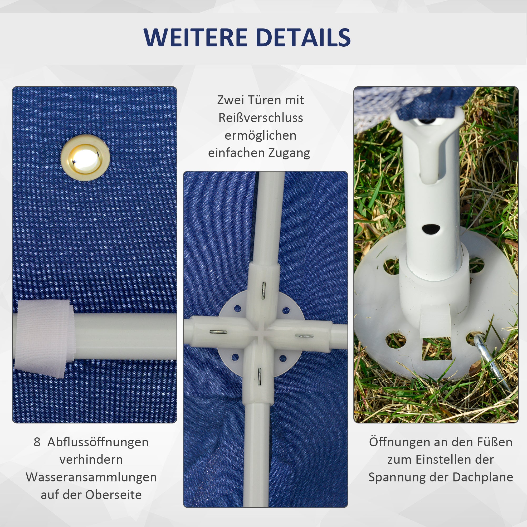 Garden Pavilion Gazebo Party Tent Weatherproof Tent with Mosquito Net Metal + Polyester Blue 3 x 3 m