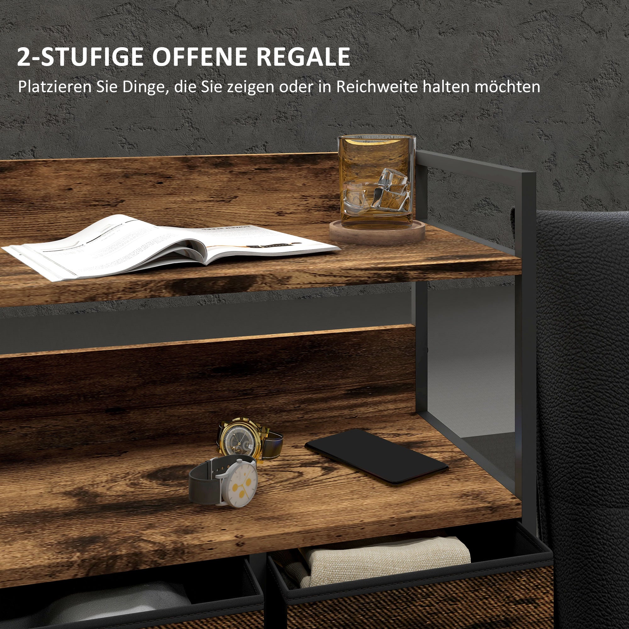 Fabric Drawer Storage Cabinet with 7 Drawers, Shelving Unit with Steel Frame Storage Cabinet for Bedroom, Living Room Rustic Brown