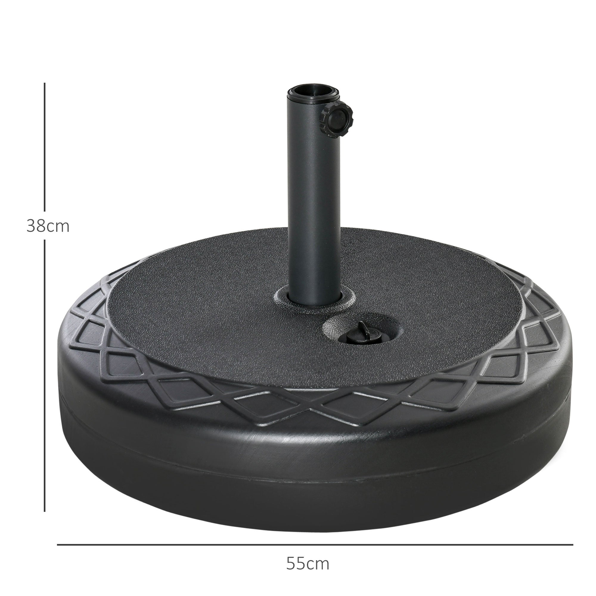 Umbrella Stand up to 40 kg Fillable Round Umbrella Stand Umbrella Holder, Umbrella Weight, Stand for Umbrella 38/48mm Pole Diameter, for Balcony, Terrace, Garden, Black