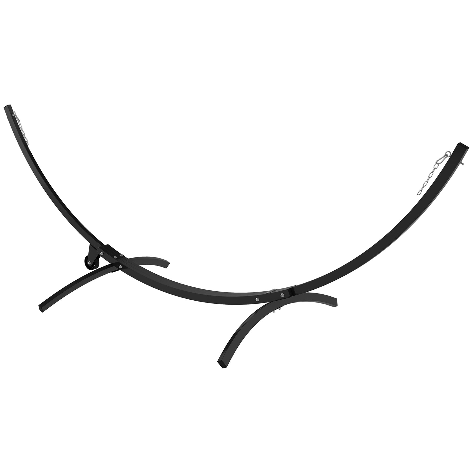 Metal Hammock Stand with Wheels, Hammock Stand Base Max Load 150 kg with Chains, Hooks, for Outdoor and Indoor, 337 x 118 x 118 cm Black