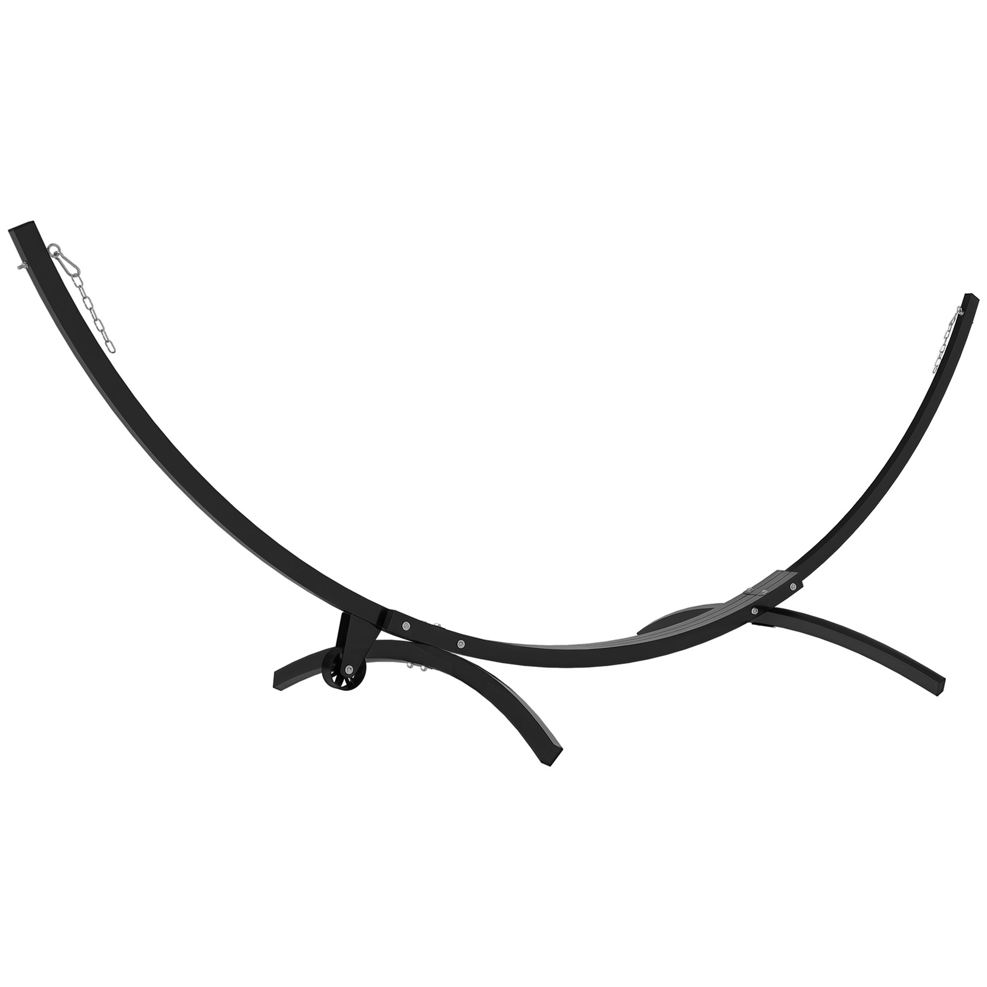 Metal Hammock Stand with Wheels, Hammock Stand Base Max Load 150 kg with Chains, Hooks, for Outdoor and Indoor, 337 x 118 x 118 cm Black