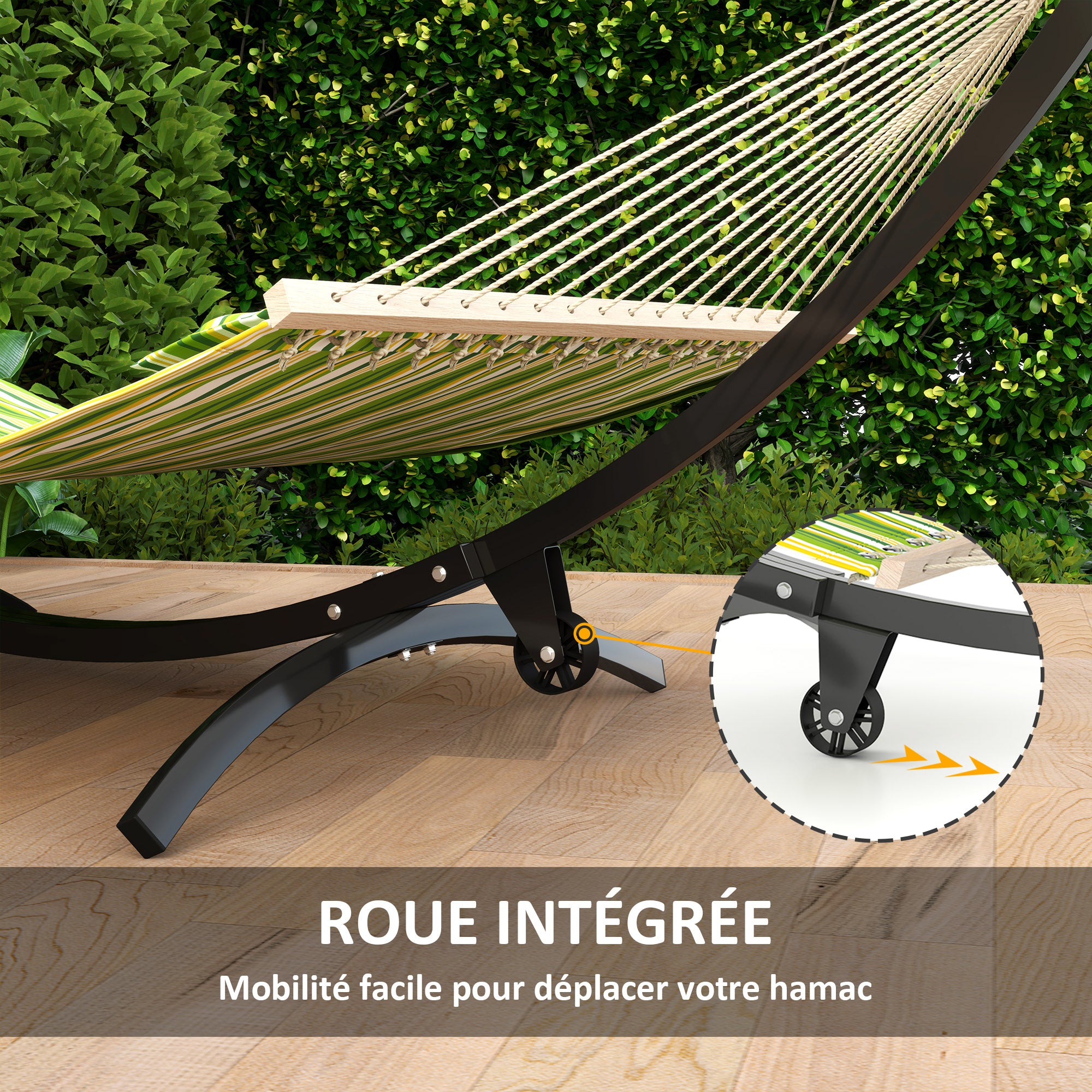 Metal Hammock Stand with Wheels, Hammock Stand Base Max Load 150 kg with Chains, Hooks, for Outdoor and Indoor, 337 x 118 x 118 cm Black