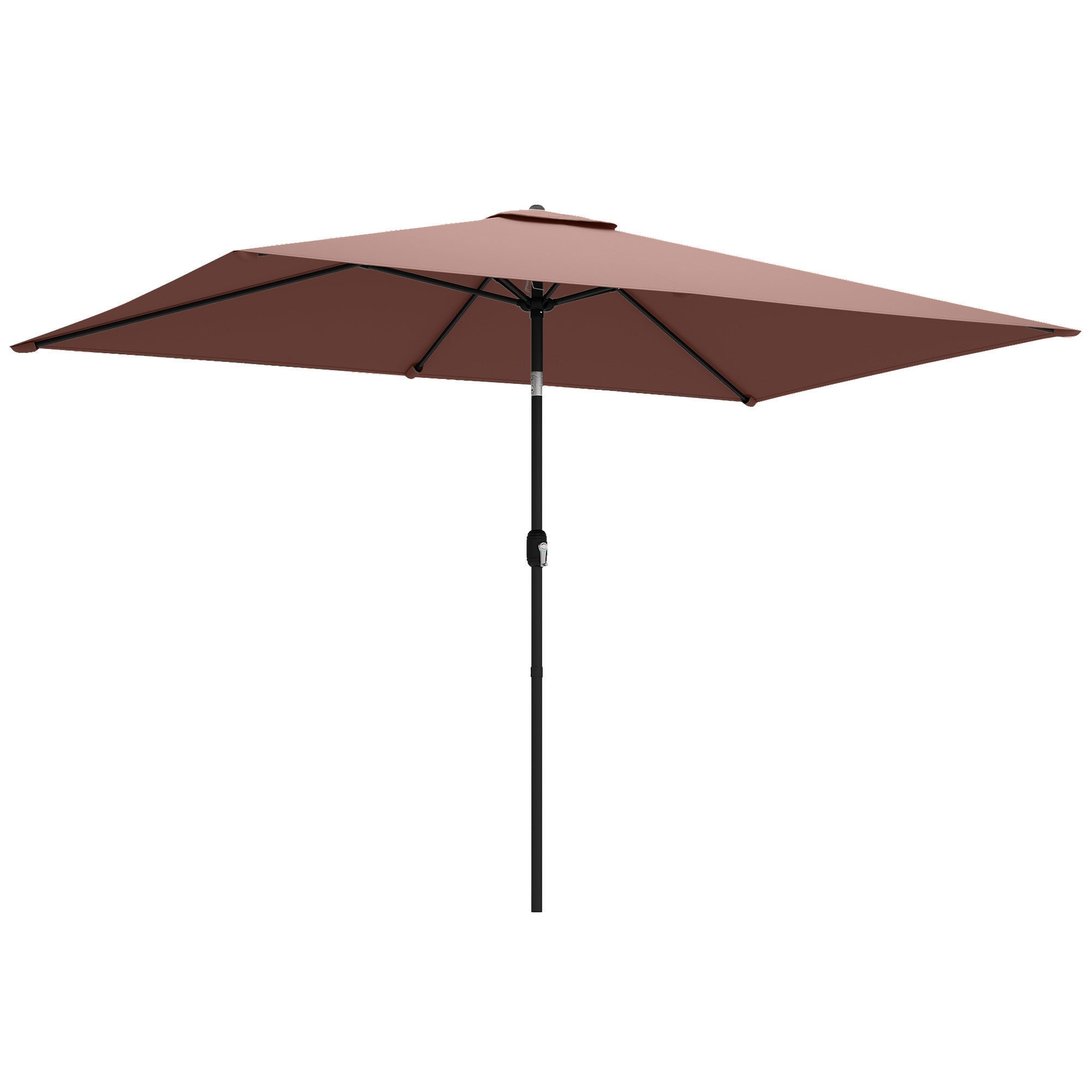 Tilt-Adjustable Rectangular Patio Umbrella 300 x 200 cm with Crank & Cover, UV Protection, Wind-Resistant — Brown