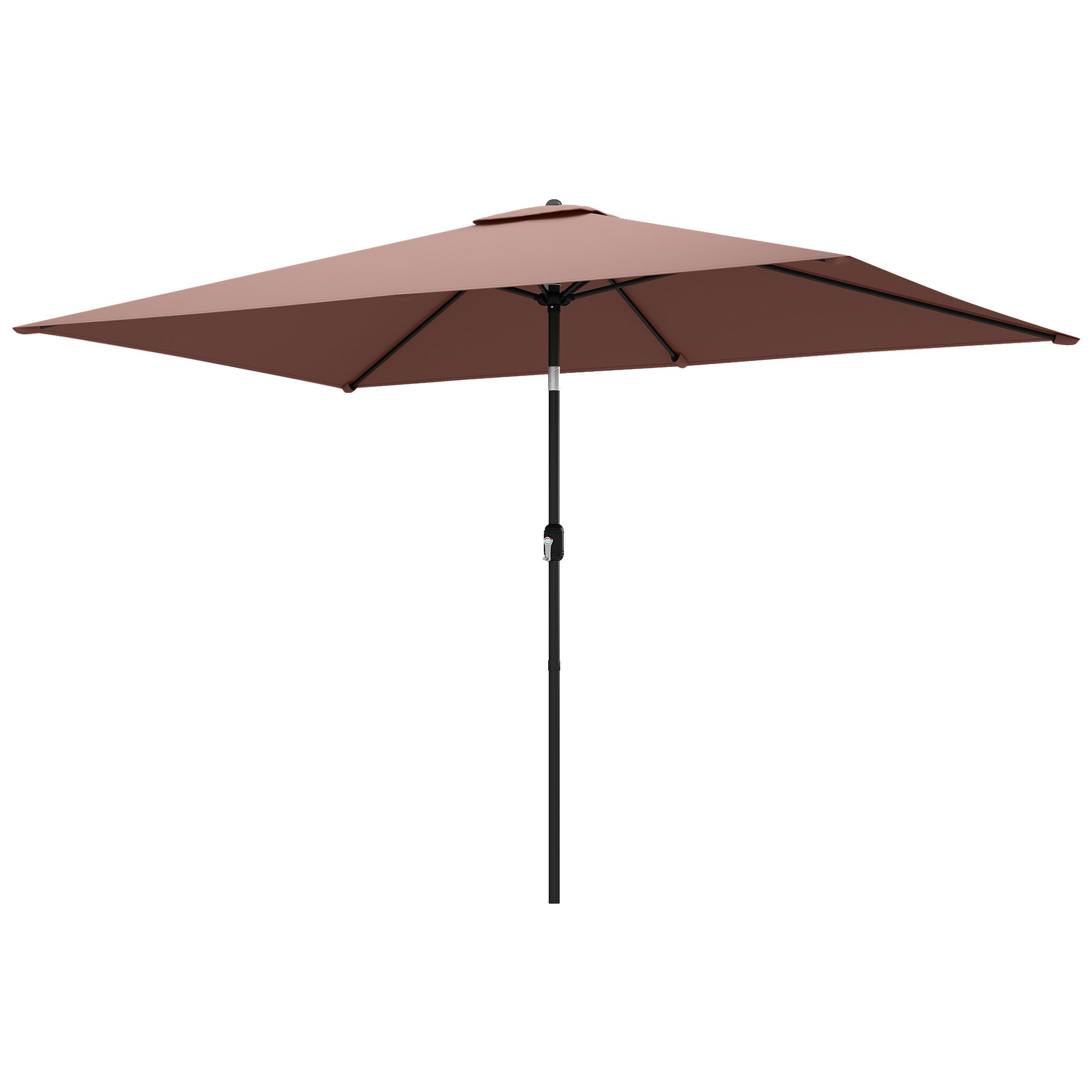 Tilt-Adjustable Rectangular Patio Umbrella 300 x 200 cm with Crank & Cover, UV Protection, Wind-Resistant — Brown