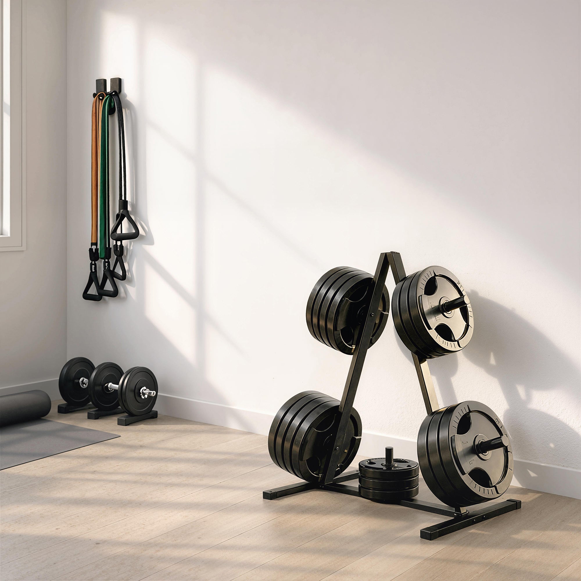 SPORTNOW Weight Plate Rack for 1 in (2.5 cm) Plates — 200 kg (441 lb) Capacity — Home Gym Storage