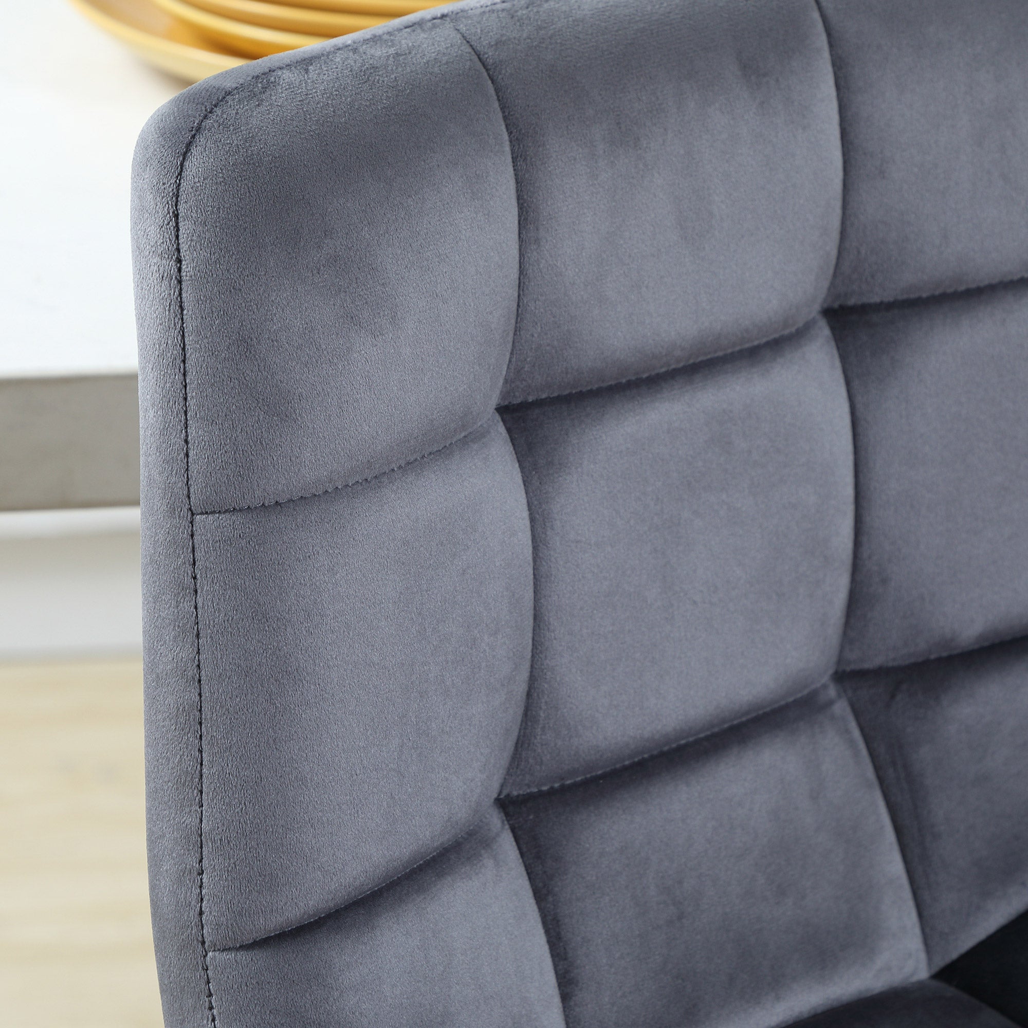 Set of 2 Bar Stools, Bistro Stools with Footrest, Bar Chairs, Velvet Cover, Kitchen Stool, Counter Stool Set with Steel Legs for Living Room, Dining Room, Gray, 42 x 47 x 105 cm