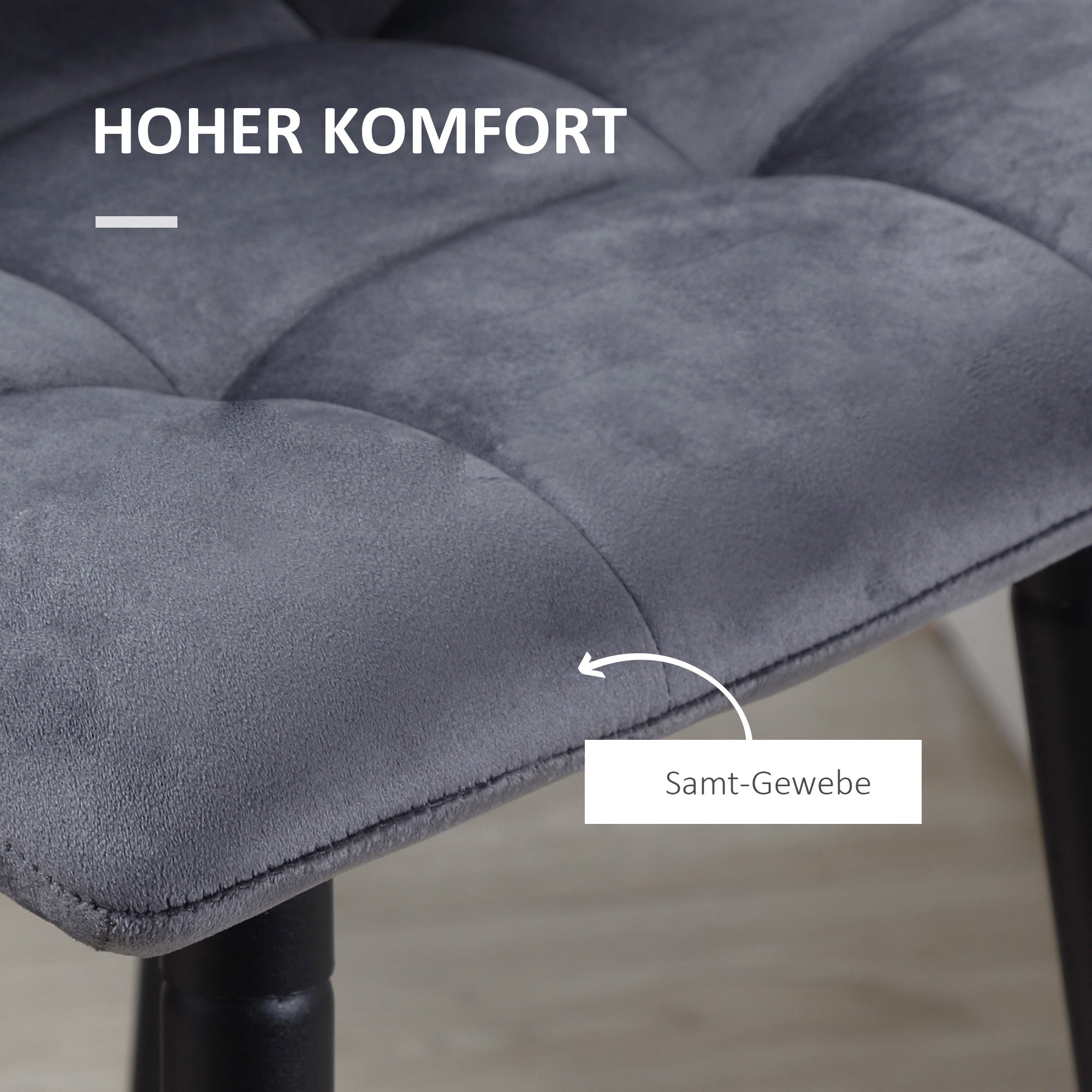 Set of 2 Bar Stools, Bistro Stools with Footrest, Bar Chairs, Velvet Cover, Kitchen Stool, Counter Stool Set with Steel Legs for Living Room, Dining Room, Gray, 42 x 47 x 105 cm