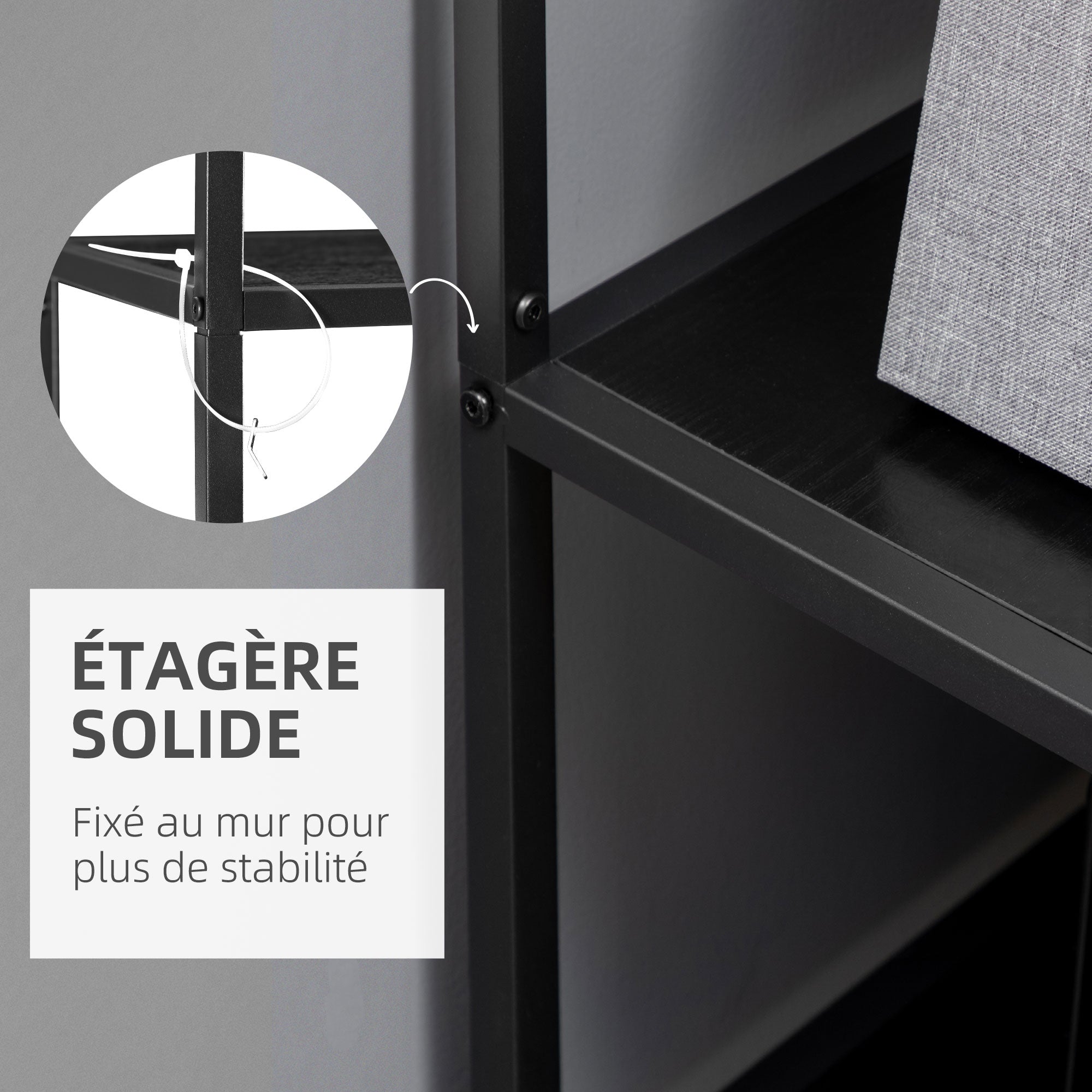 Industrial Style 7-Shelf Bookcase Storage Unit with Steel Frame for Living Room Bedroom Kitchen - 83x34x180 cm