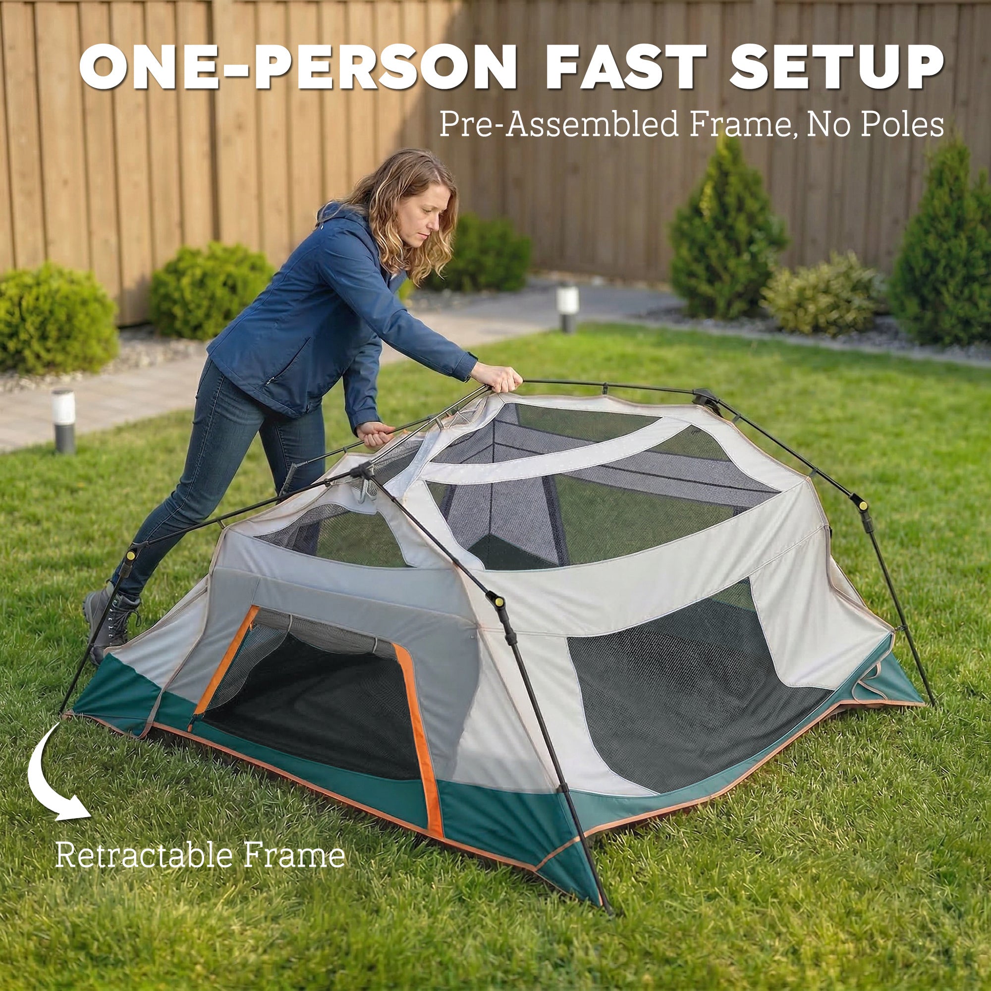 4–6 Person Waterproof Family Camping Tent, Removable Top for Stargazing, 3000 mm Waterproof, UV30+ Sun Protection — Green