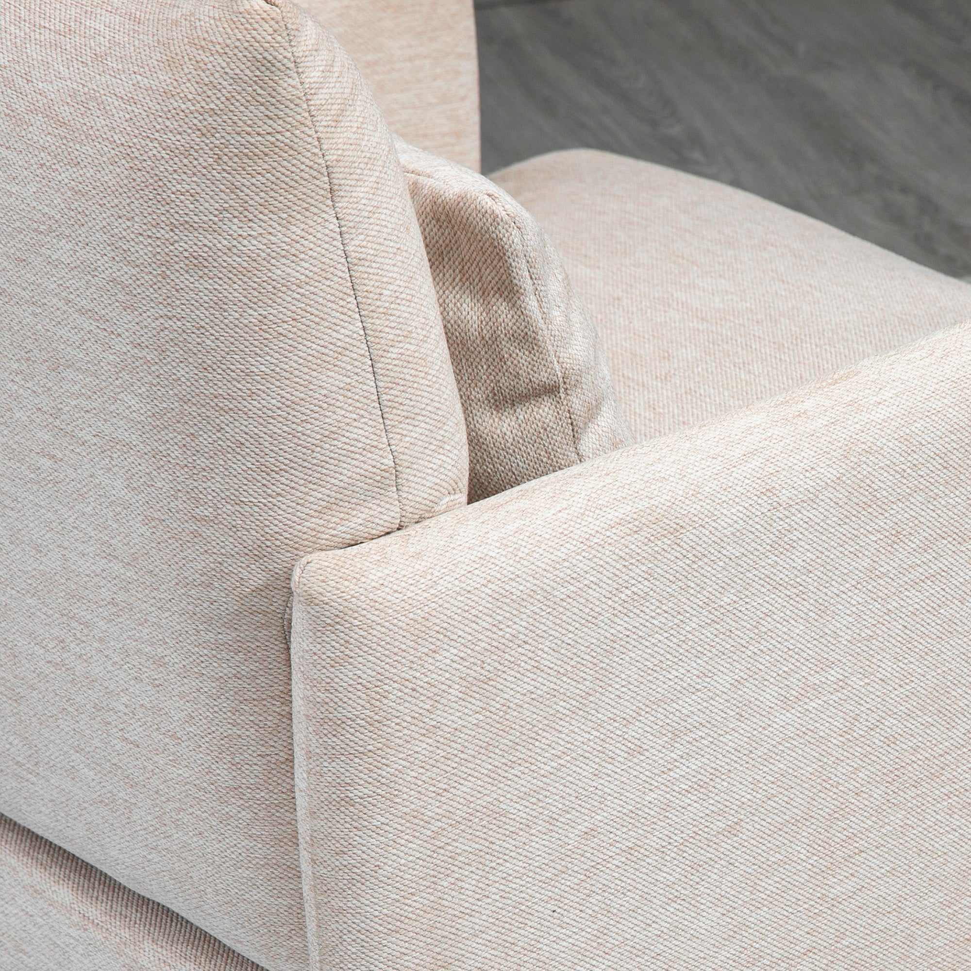 Modern Upholstered Armchair with Extra Cushion, Linen Effect Fabric and Steel, 73x81x82 cm, Cream White