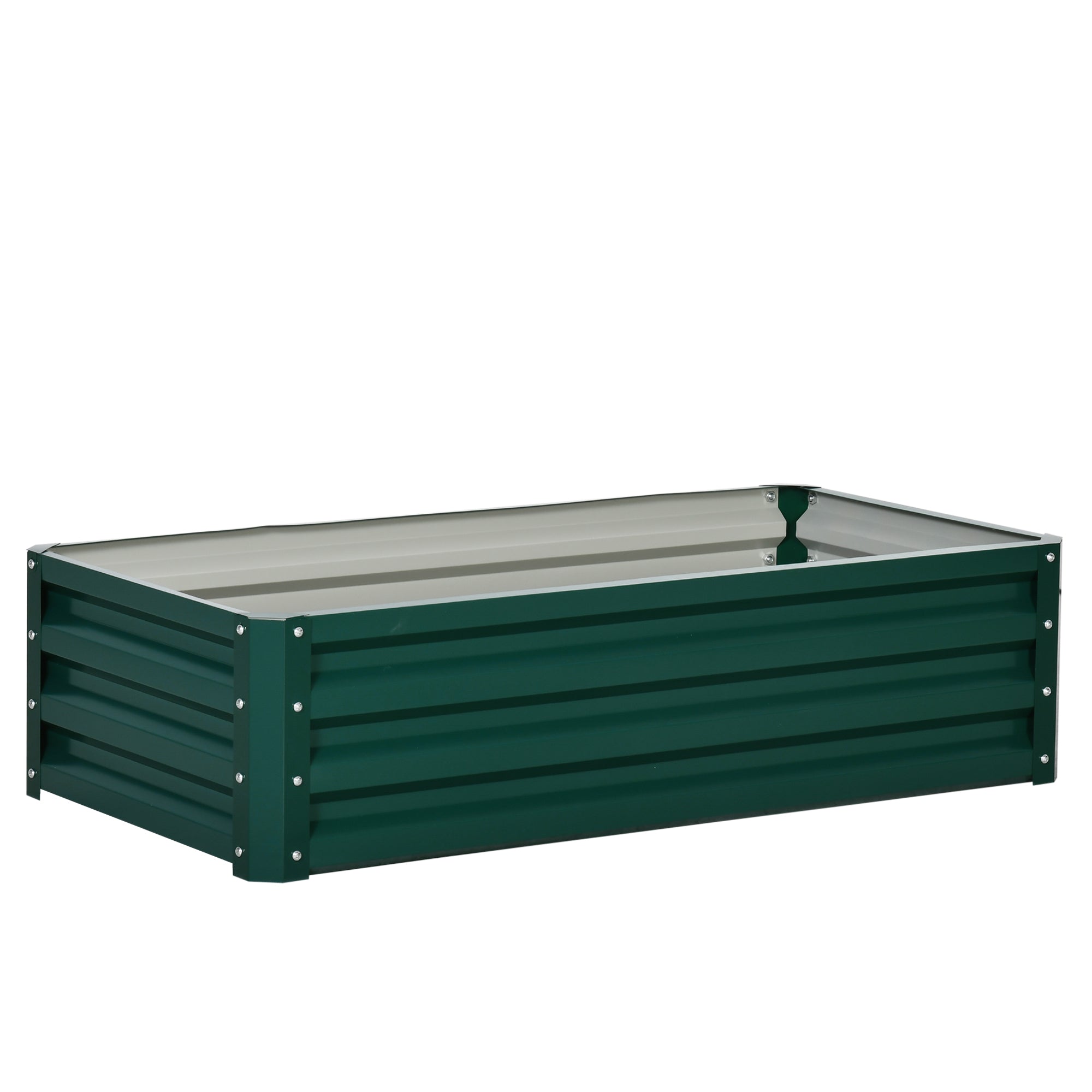 Raised Galvanized Steel Planter Urban Garden for Growing Plants Flowers Herbs Outdoor Rectangular Planter with Open Bottom 120x60x30.5 cm Green