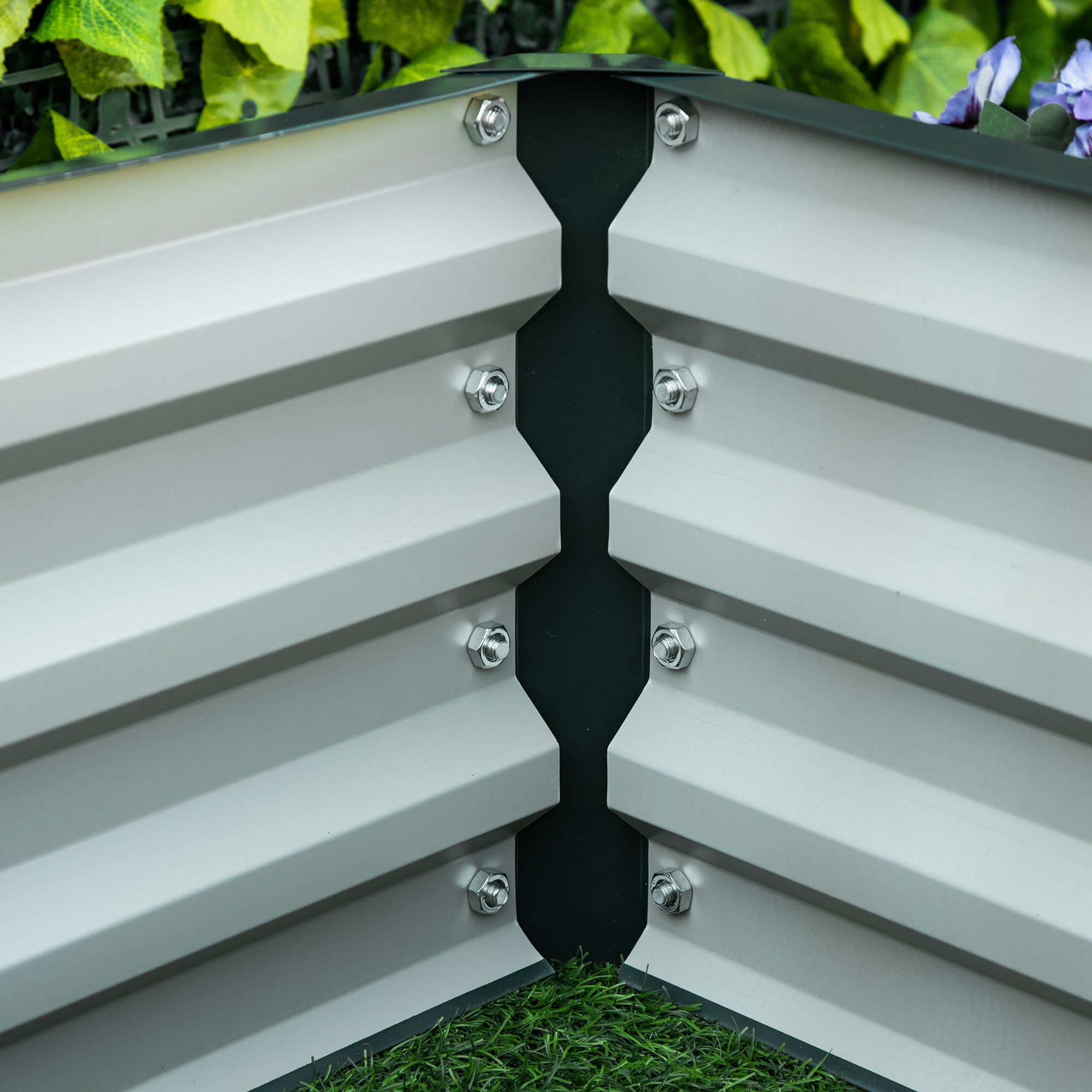 Raised Galvanized Steel Planter Urban Garden for Growing Plants Flowers Herbs Outdoor Rectangular Planter with Open Bottom 120x60x30.5 cm Green
