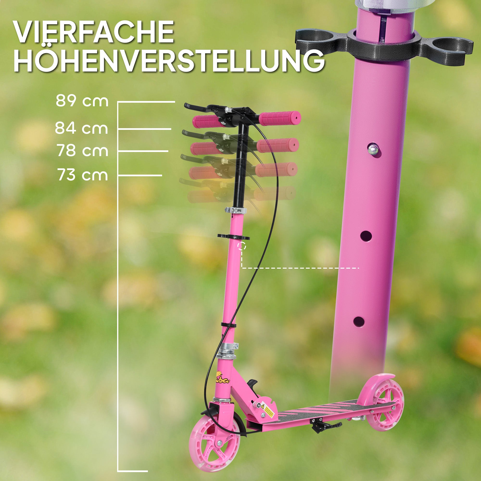 Kids Scooter with Light-Up Wheels, Brake, Foldable Children's Scooter Adjustable Height Push Scooter for Kids Teenagers 3-8 Years City Scooter up to 50 kg