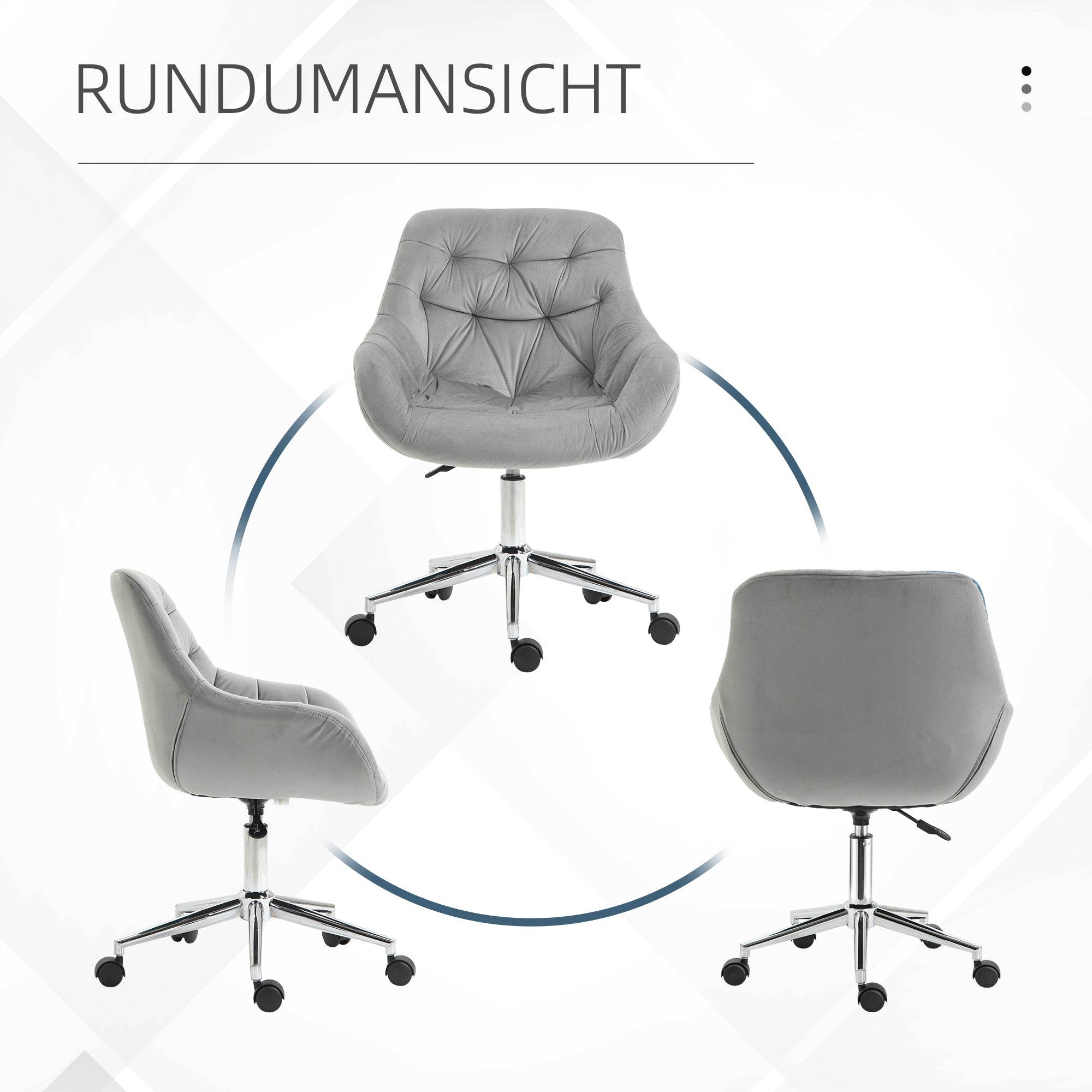 Office Chair Executive Swivel Computer Chair Seat Height Adjustment for Younger Users and Small Ones to Learn and Play Polyester Foam Metal Nylon Gray 59 x 58 x 80-90 cm