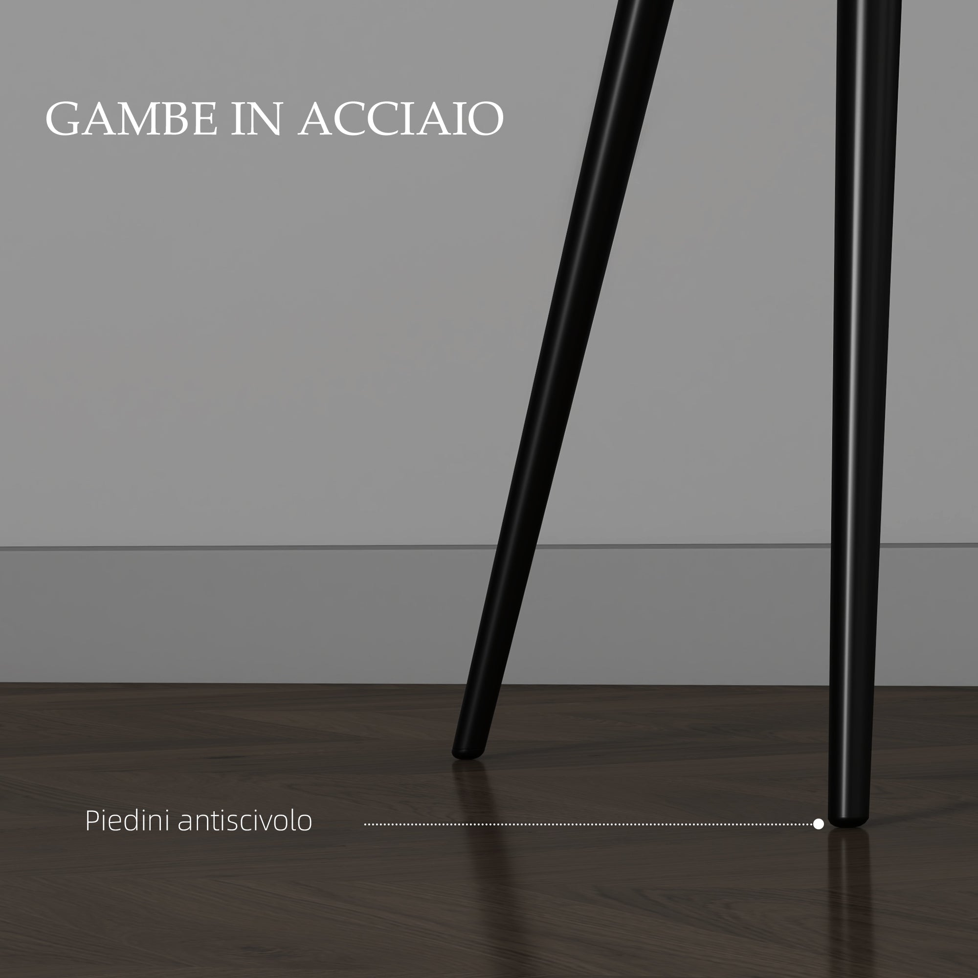 Set of 2 Upholstered Nordic Style Dining Chairs, Kitchen Chairs in Fabric, Armchair with Armrests and Steel Legs for Living Room, 54x57x80 cm, Dark Grey