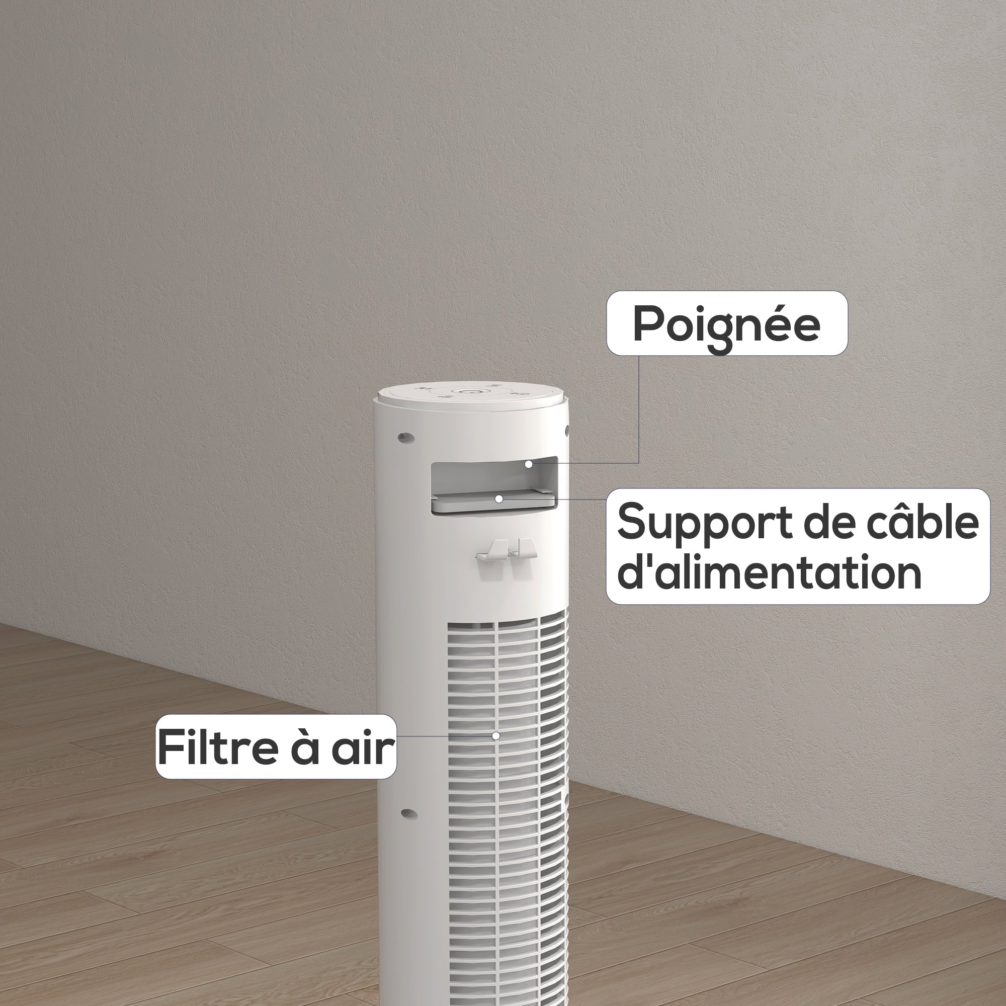 Column Fan, with Remote Control, 12-Hour Timer, Sleep Mode, 3 Speeds, Oscillating Tower Fan for Home, Bedroom, Office, White