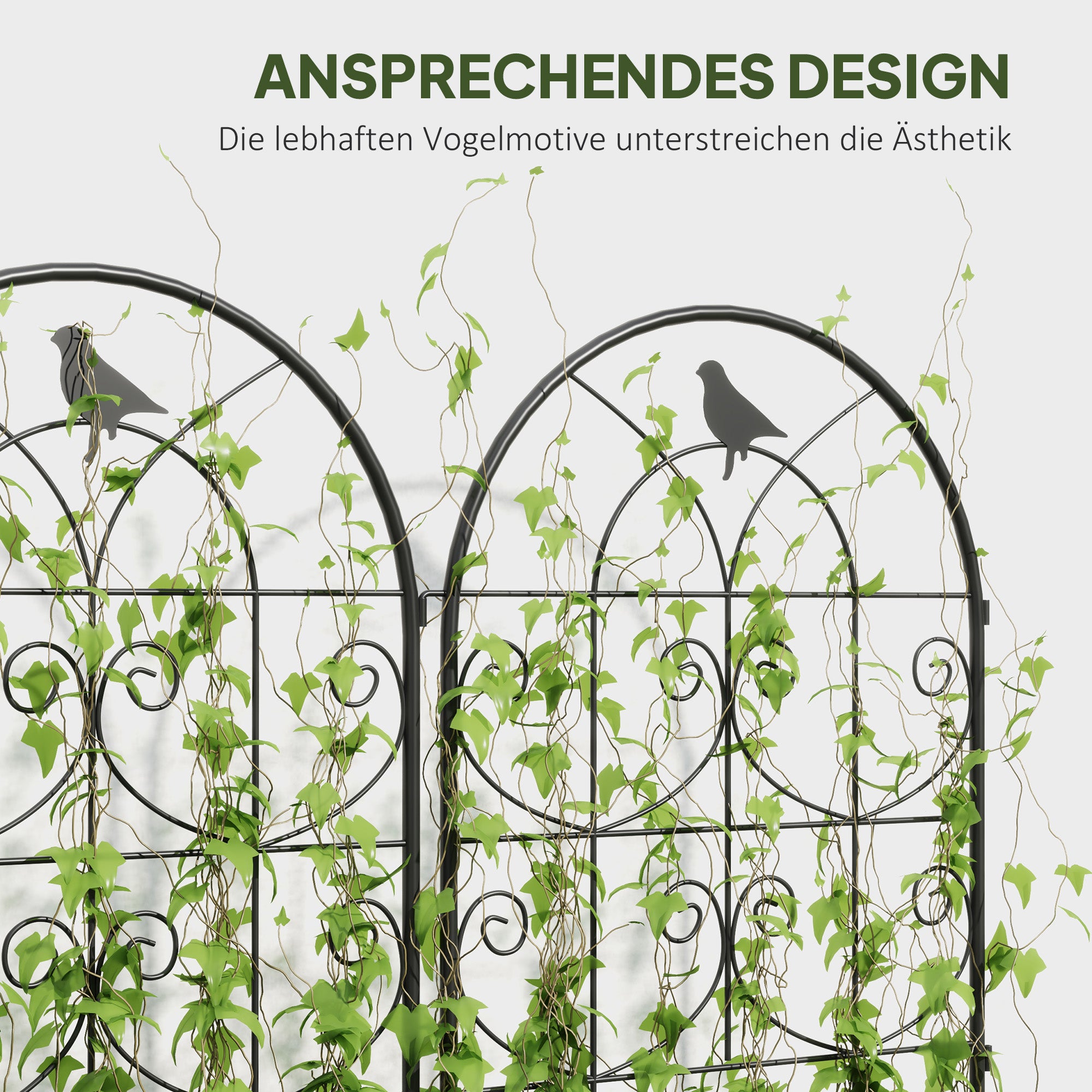 Metal Trellis 2 Piece Set for Plant Climbing Pots with Bird Design 50x120 cm Trellis for Indoor Plants Plant Trellis for Tomatoes Flowers Climbing Plants Black