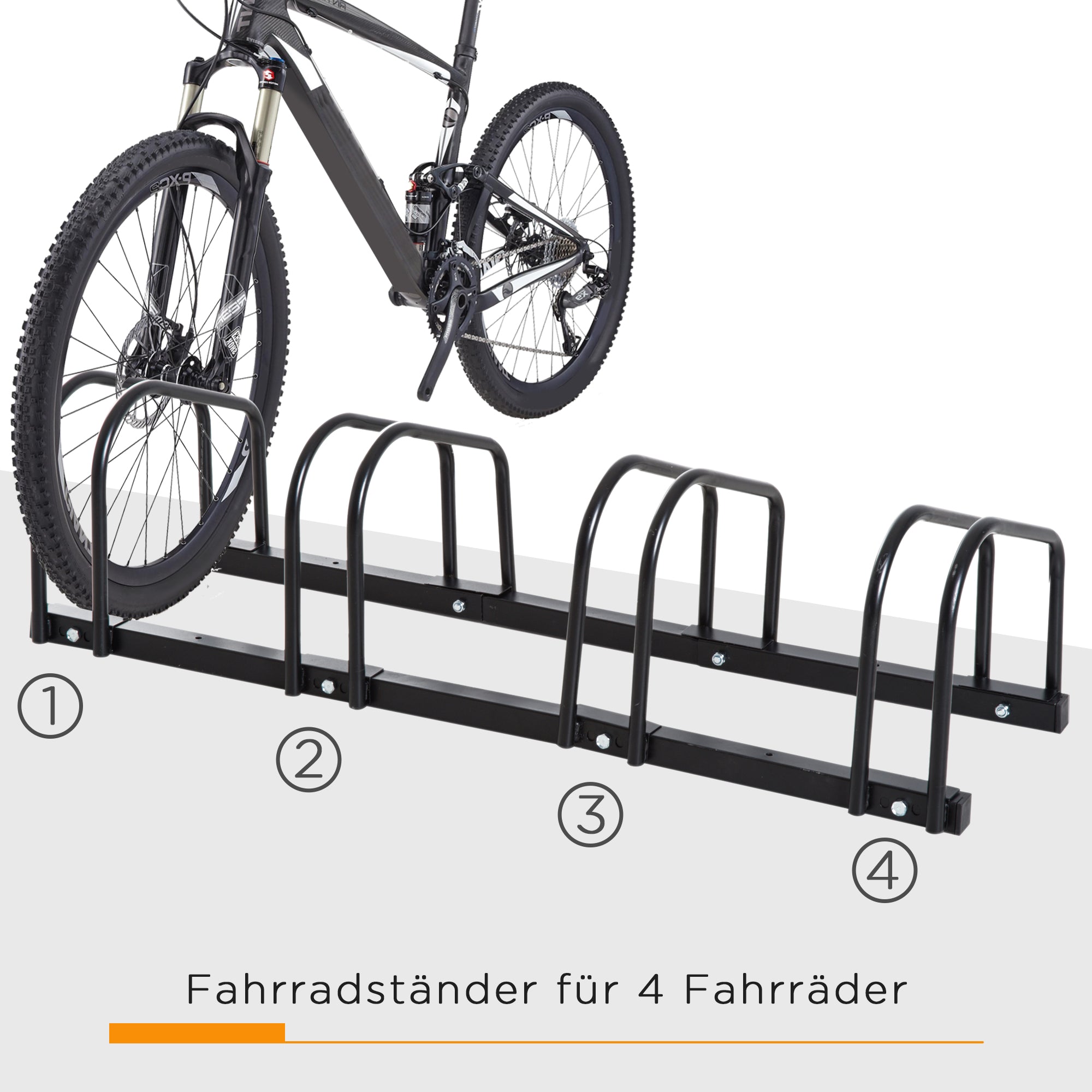 Bike Stand Bicycle Rack Multiple Stand Display Stand Bike Stand Weatherproof Durable Floor and Wall Mount Steel for 4 Bikes Black 110 x 33 x 27 cm