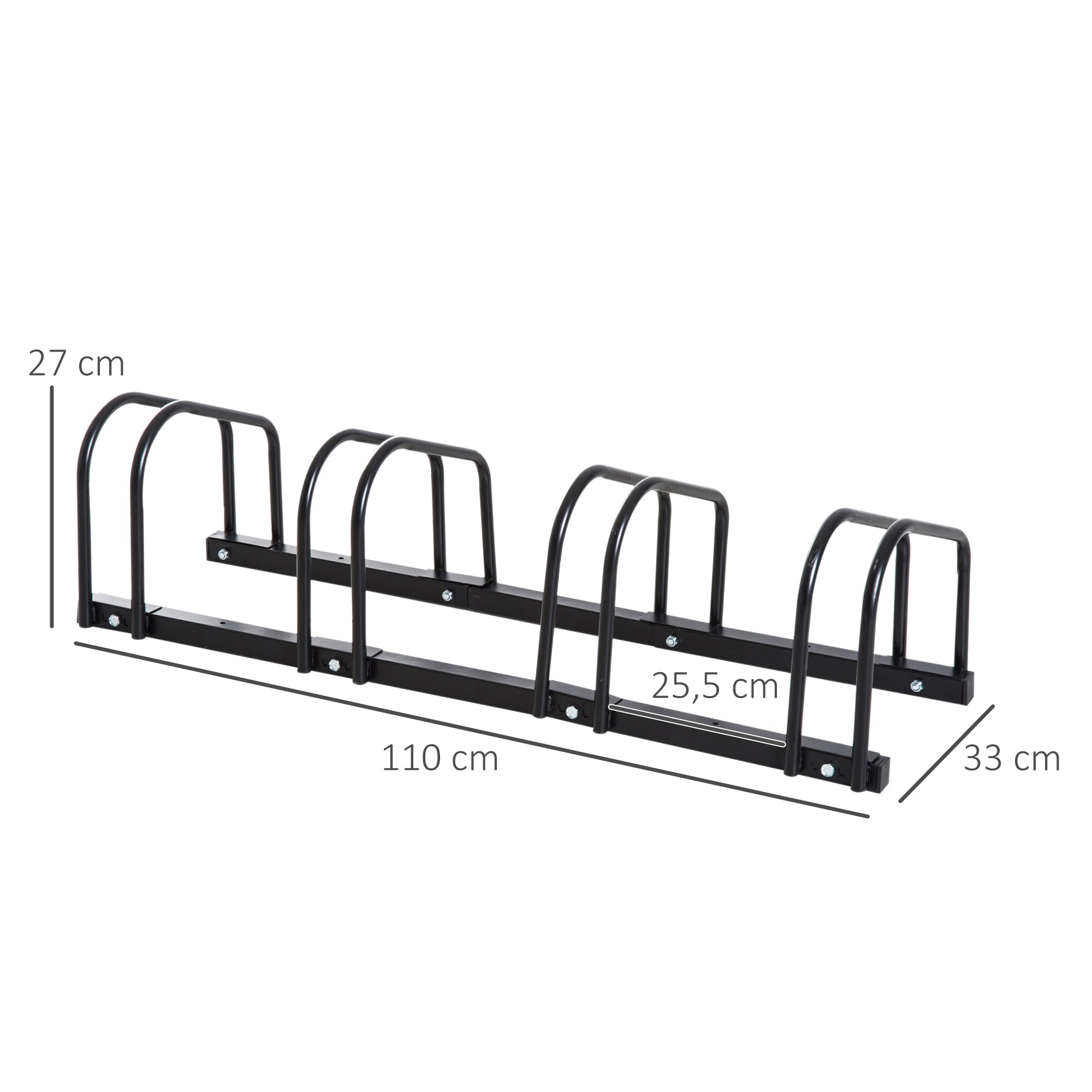 Bike Stand Bicycle Rack Multiple Stand Display Stand Bike Stand Weatherproof Durable Floor and Wall Mount Steel for 4 Bikes Black 110 x 33 x 27 cm