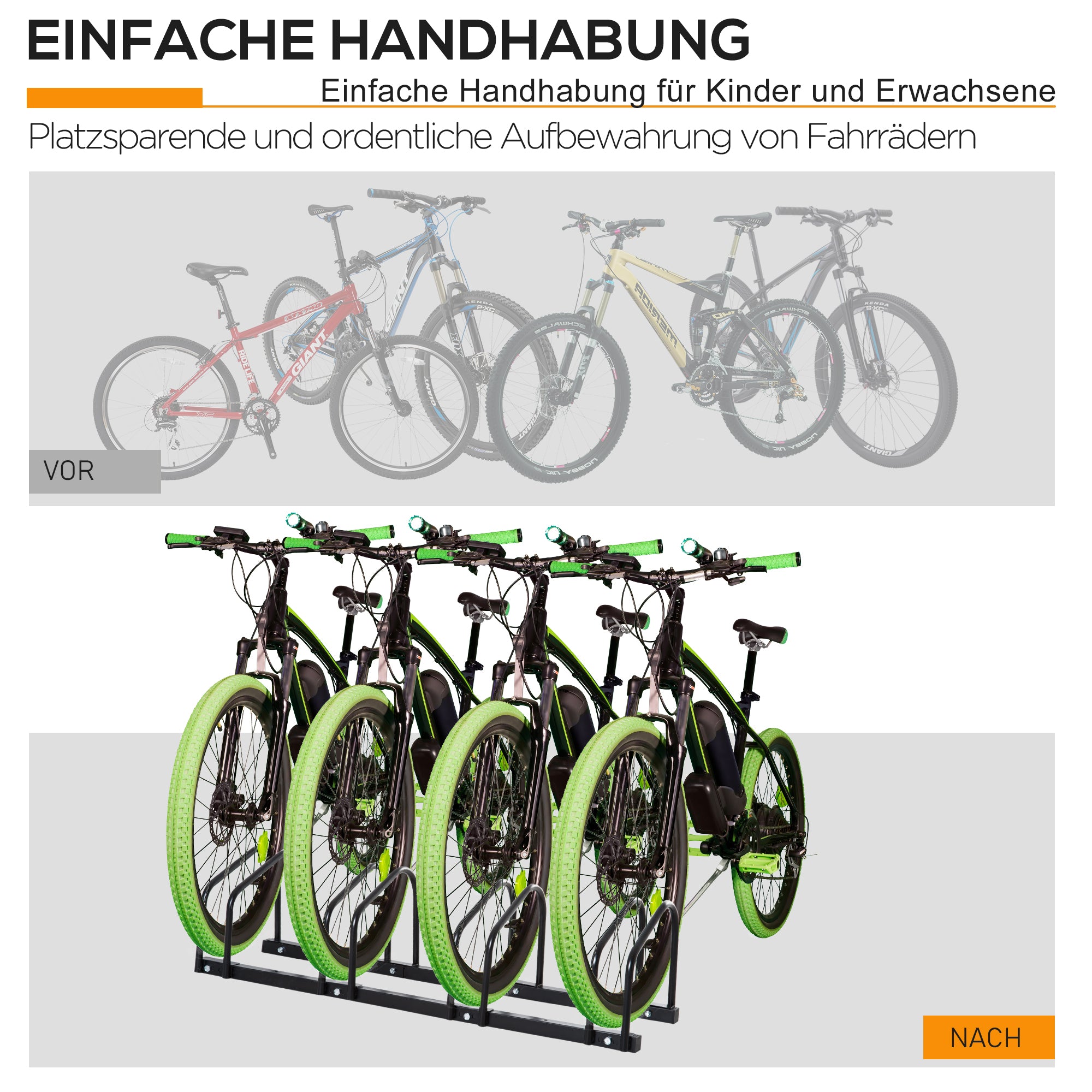 Bike Stand Bicycle Rack Multiple Stand Display Stand Bike Stand Weatherproof Durable Floor and Wall Mount Steel for 4 Bikes Black 110 x 33 x 27 cm