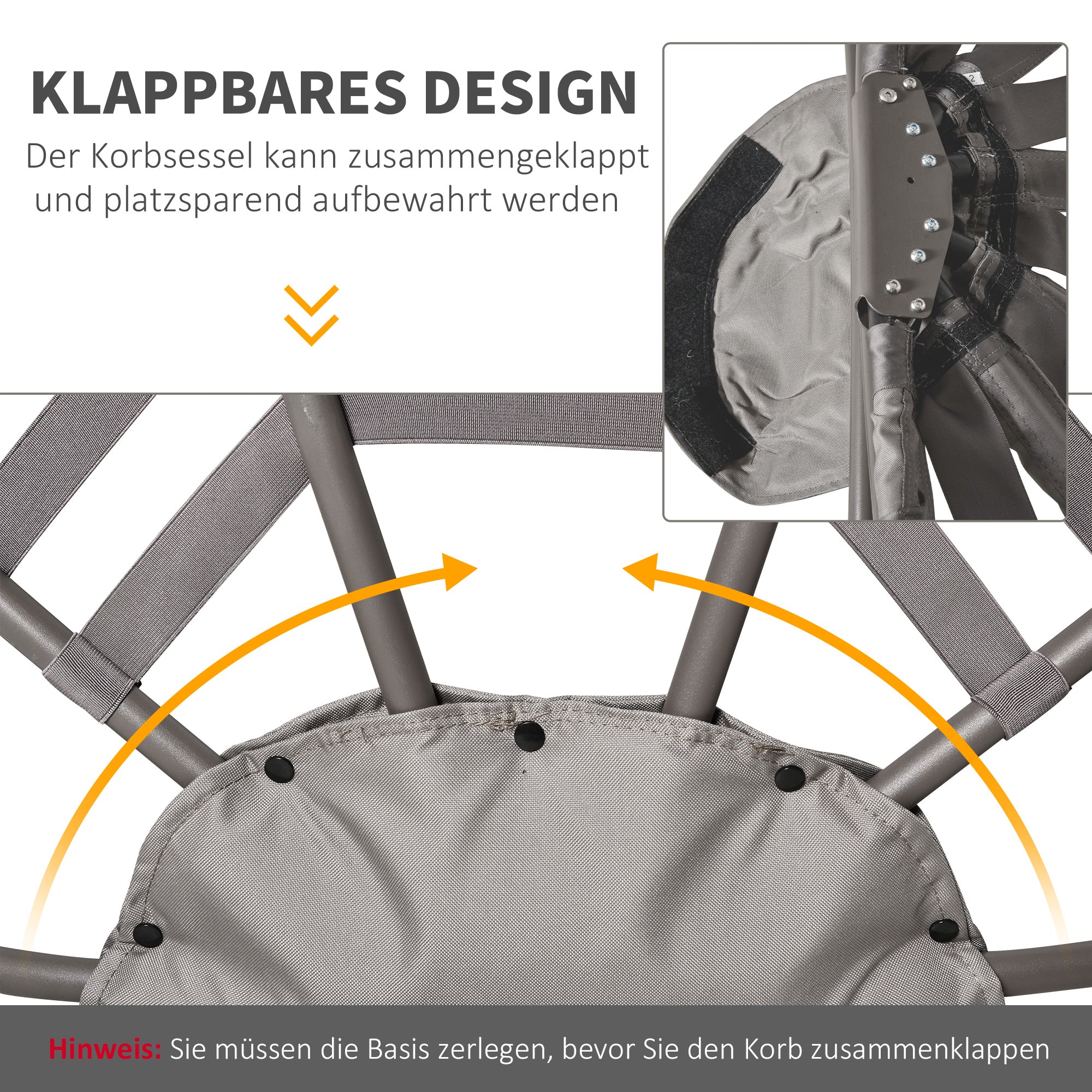 Papasan Chair Garden Chair 2-Basket Chair with Cushions Oval Lounge Chair Basket Foldable Balcony Terrace Outdoor/Indoor Sand Steel 118 x 75 x 139 cm