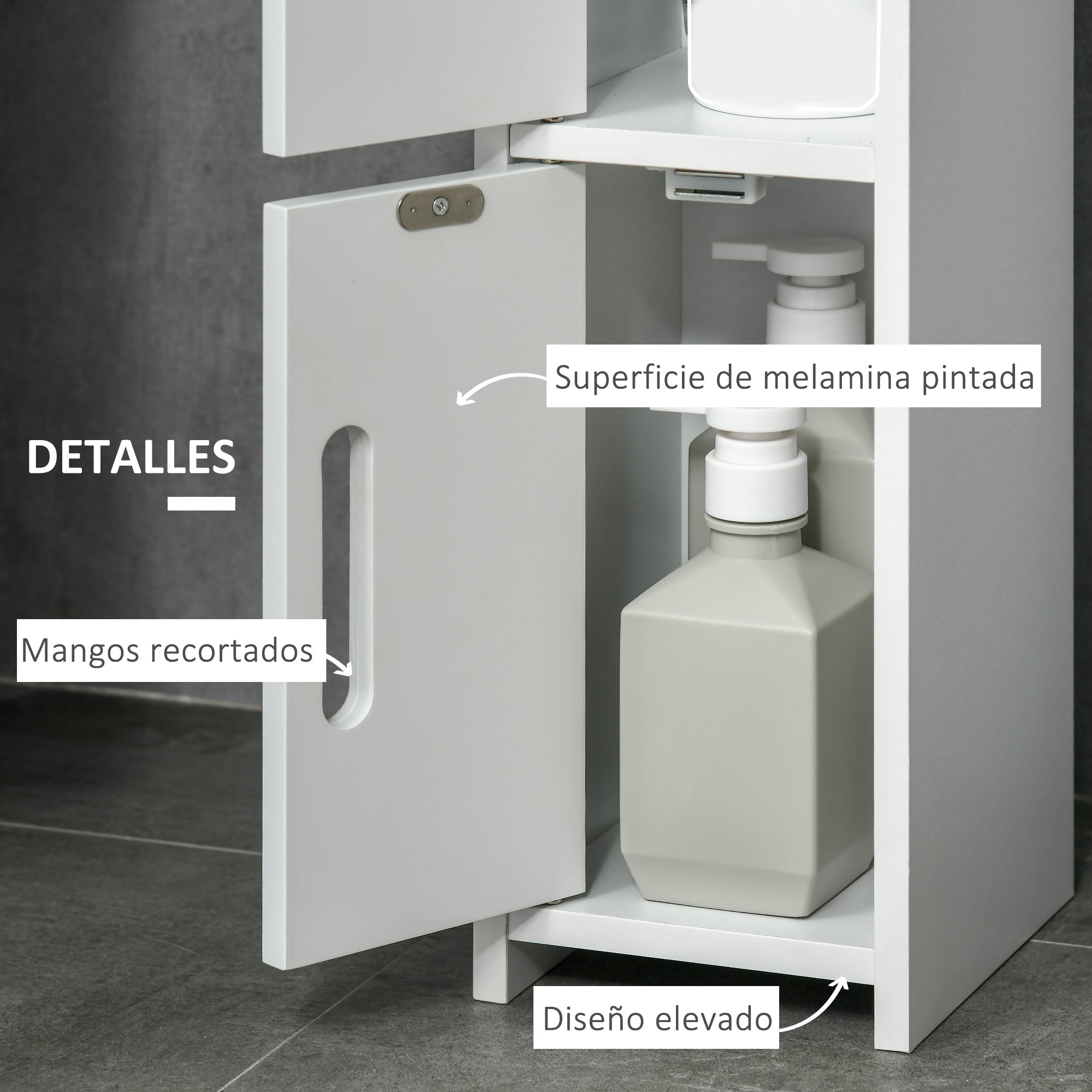 Bathroom Column Cabinet with 3 Doors 3 Open Shelves and Anti-Tilt System Modern Style 15x17x120 cm White