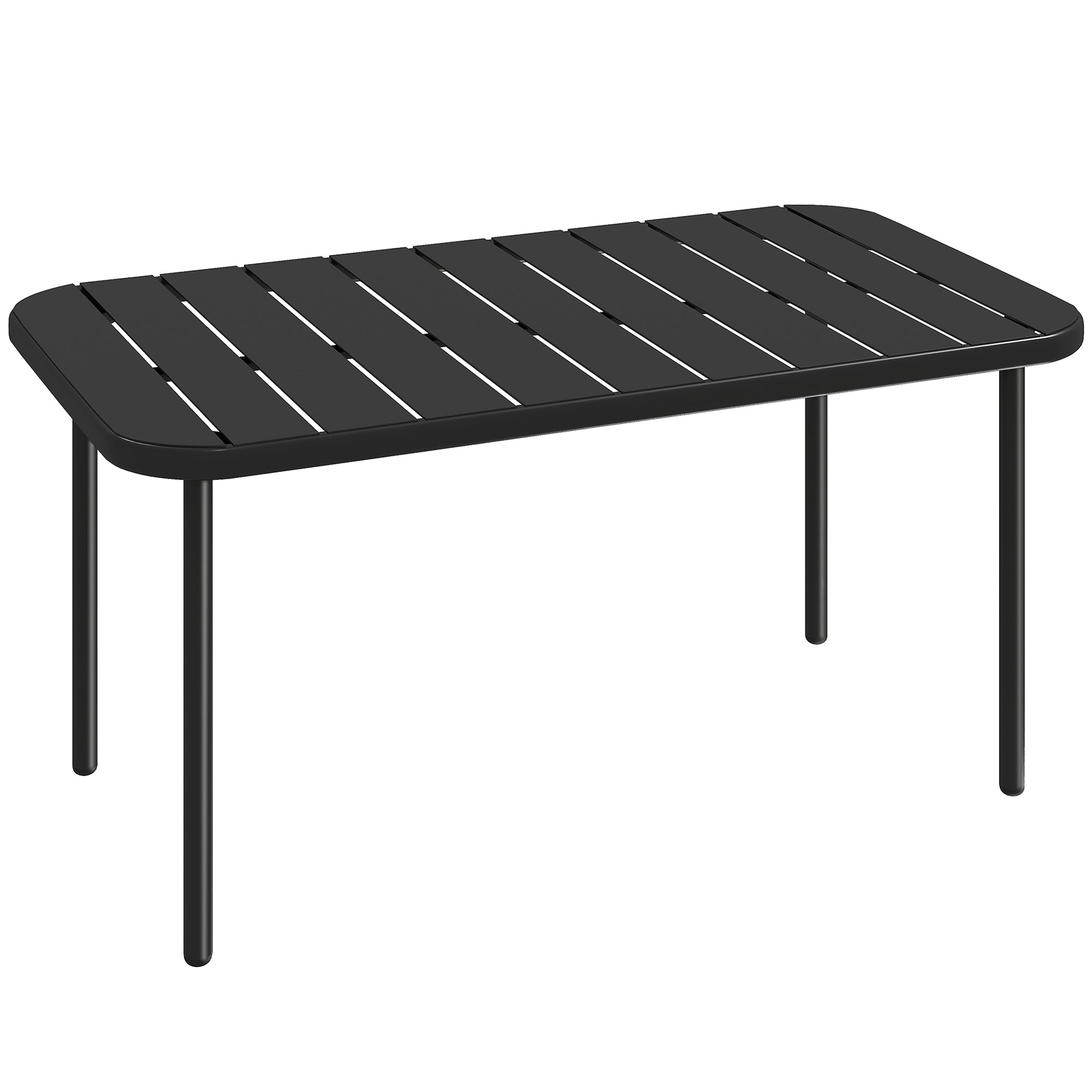 Rectangular Steel Side Table — Weatherproof Outdoor Coffee/Side Table for Balcony, Garden, Patio & Living Room, 90 x 50 x 43 cm (35.4 x 19.7 x 16.9 in), Black