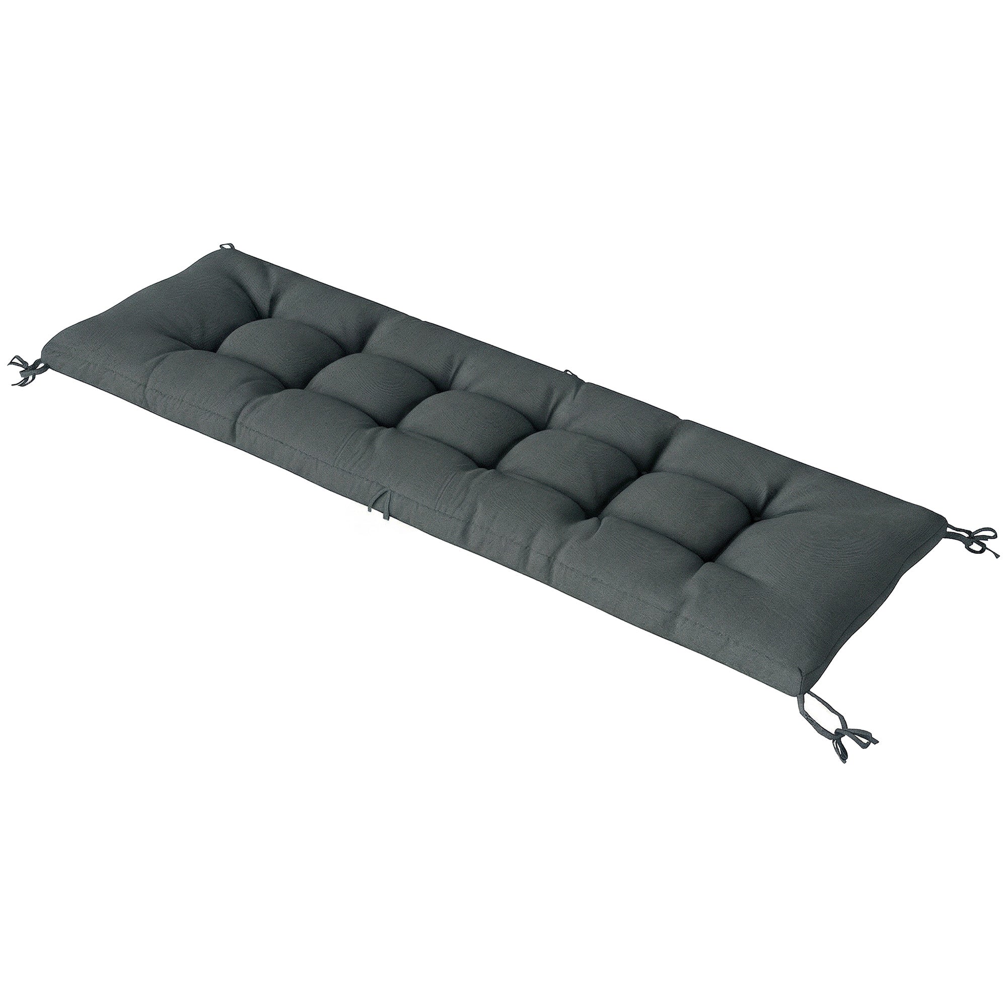 Pallet Cushion — Removable Seat Pad with Tie Straps for Most Loungers, 198 x 65 x 13 cm (78 x 25.6 x 5.1 in) — Dark Gray
