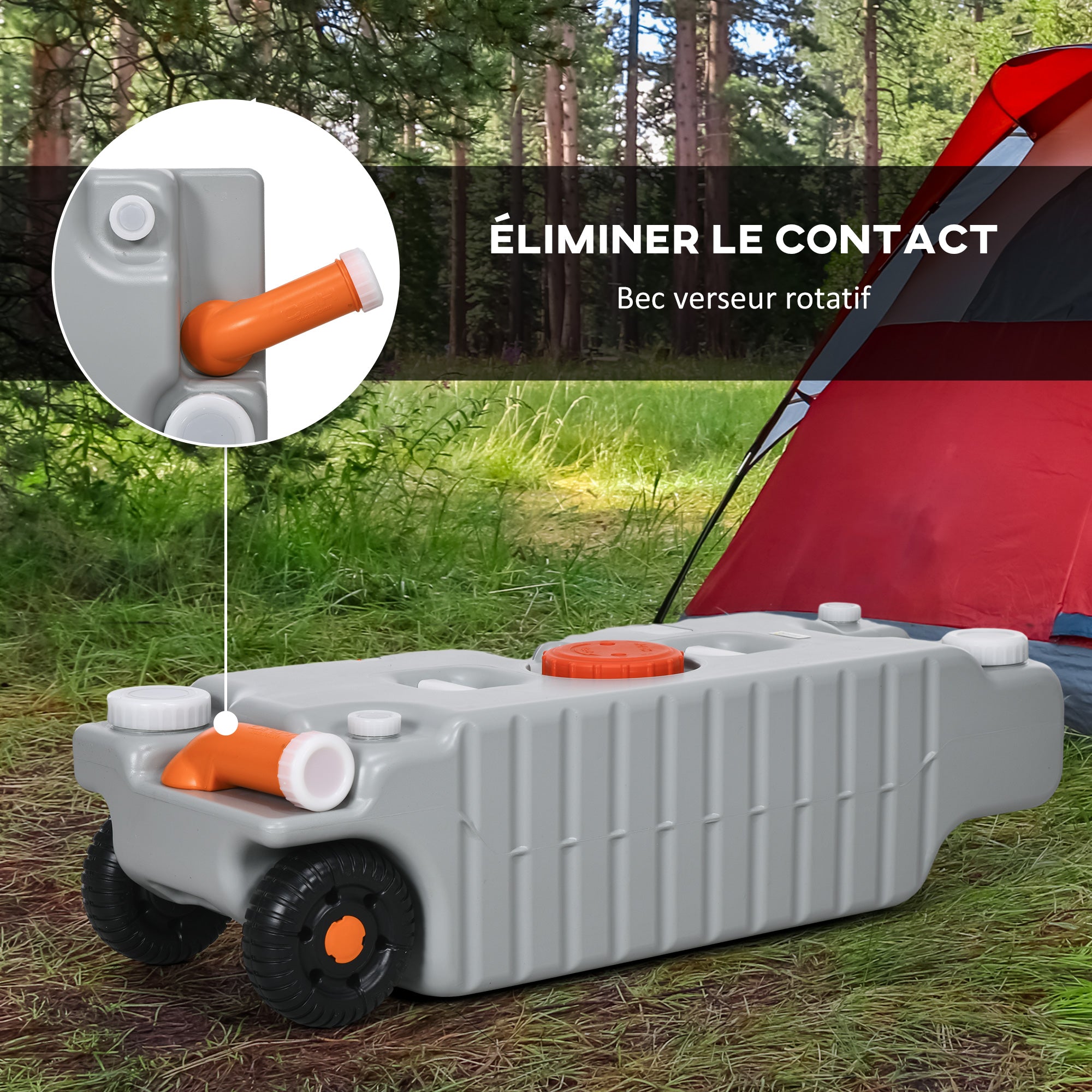 75-liter Portable Water Tank with Level Indicator, 3 Wheels, and Handle for Camping
