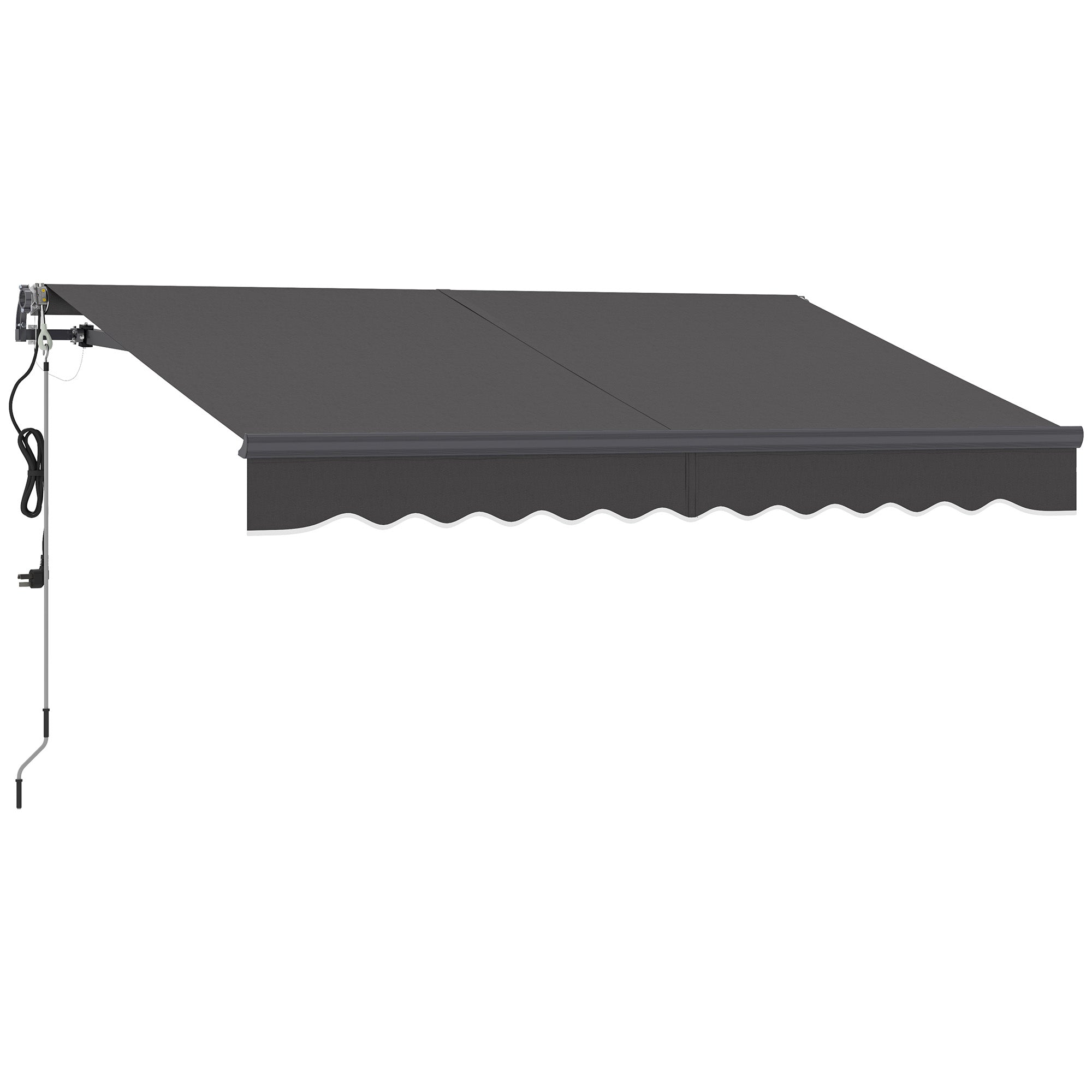 Retractable Arm Awning with Electric Crank Height Adjustable Awning Sun Protection UV 30+ Balcony Awning incl. Wall Mount Sun Awning 300cm wide for Terrace Balcony Dark Grey