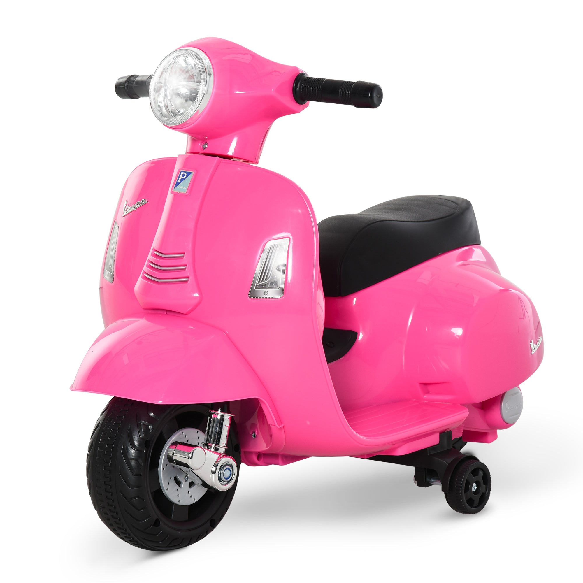 Electric Vespa Motorcycle for Kids 18-36 Months 6V Battery-Powered Bike with Headlight Horn and 4 Wheels Children's Motorcycle with License 66.5x38x52 cm Pink