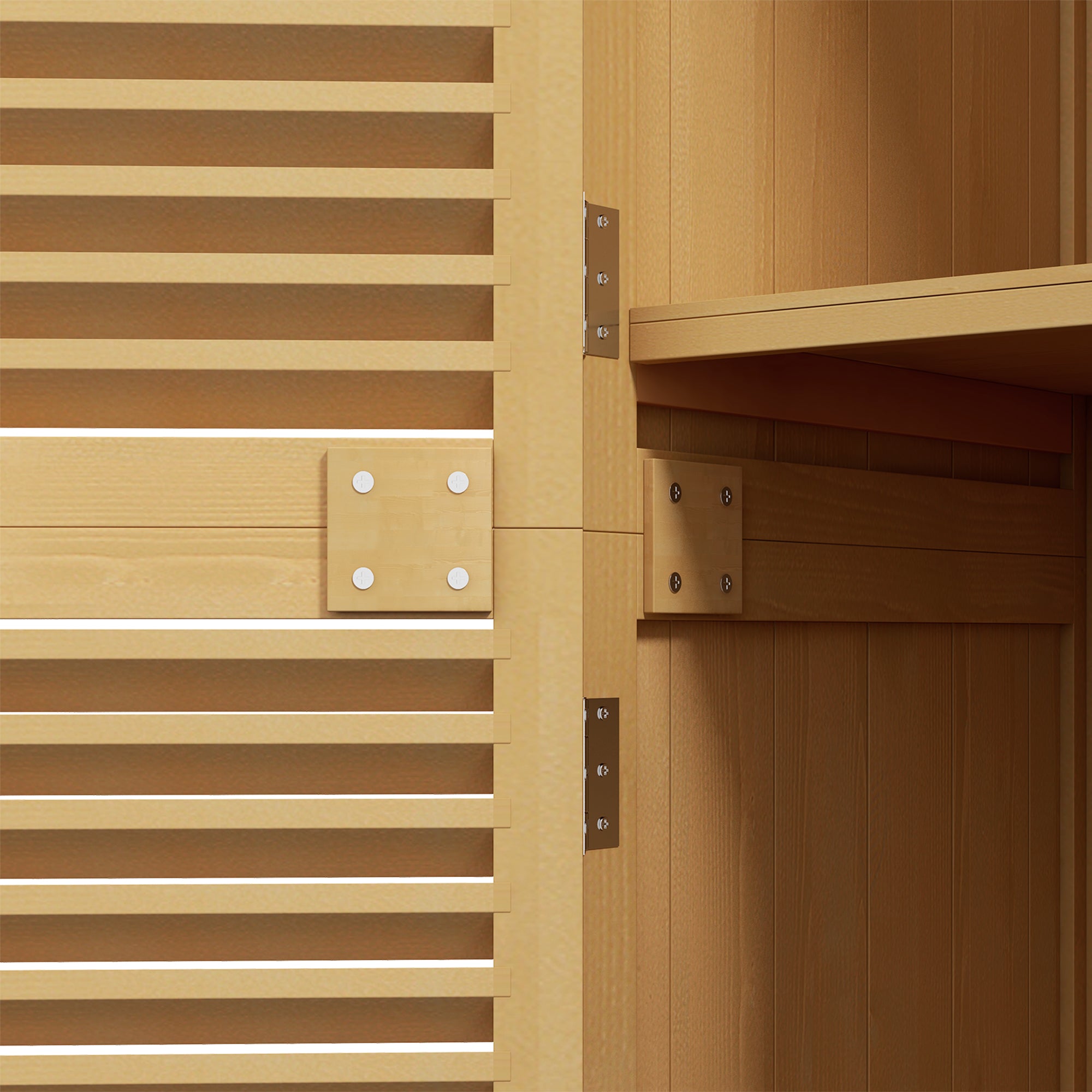 Garden Shed Wood Tool Shed with Asphalt Roof Louvered Door Garden Shelf Shed Garden 4 Compartments Light Yellow 87 x 46.5 x 160 cm