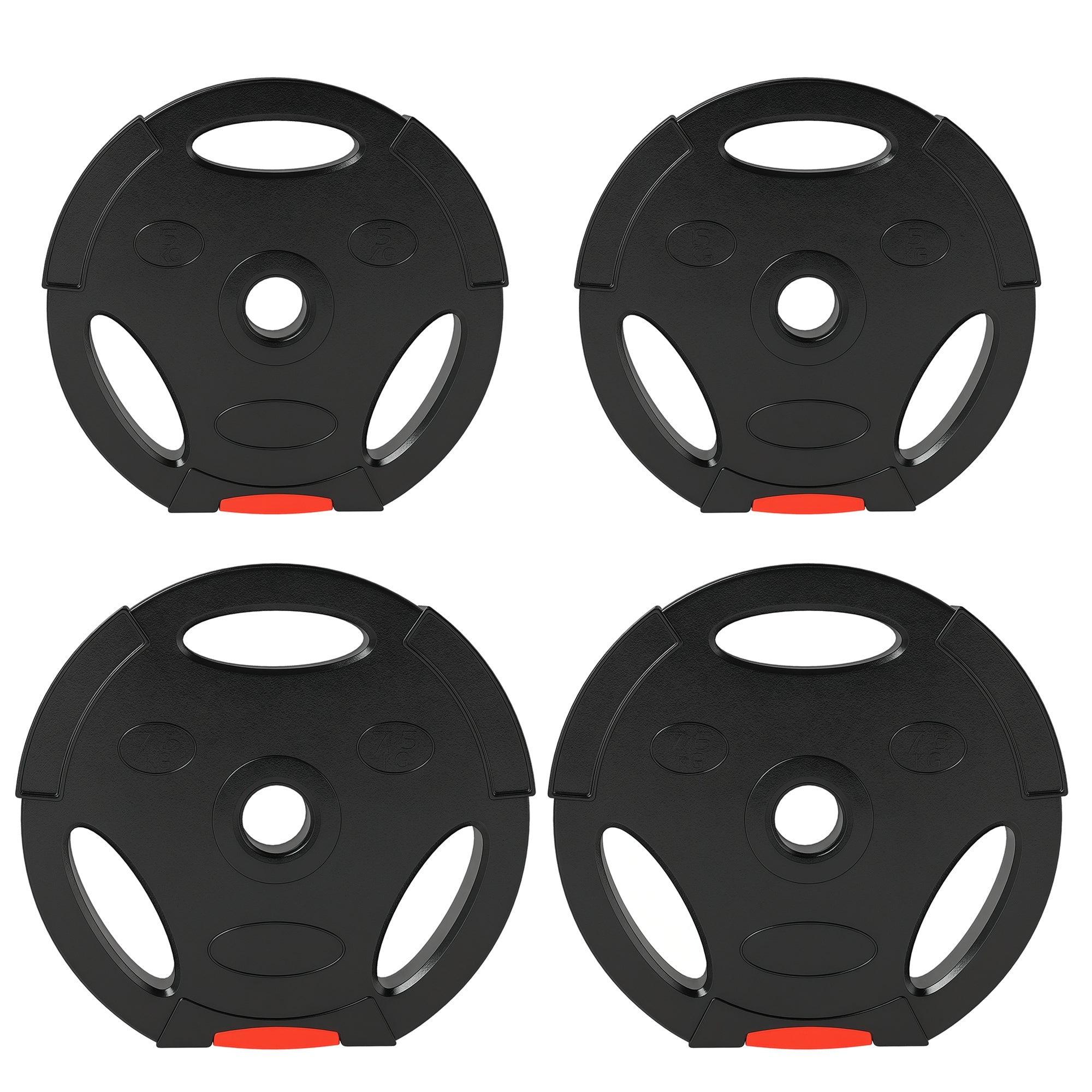 SPORTNOW 4-Piece Weight Disc Set Total 25 kg 2x7.5 kg 2x5 kg with 2.5 cm Holes for Home Fitness Training Gym Black