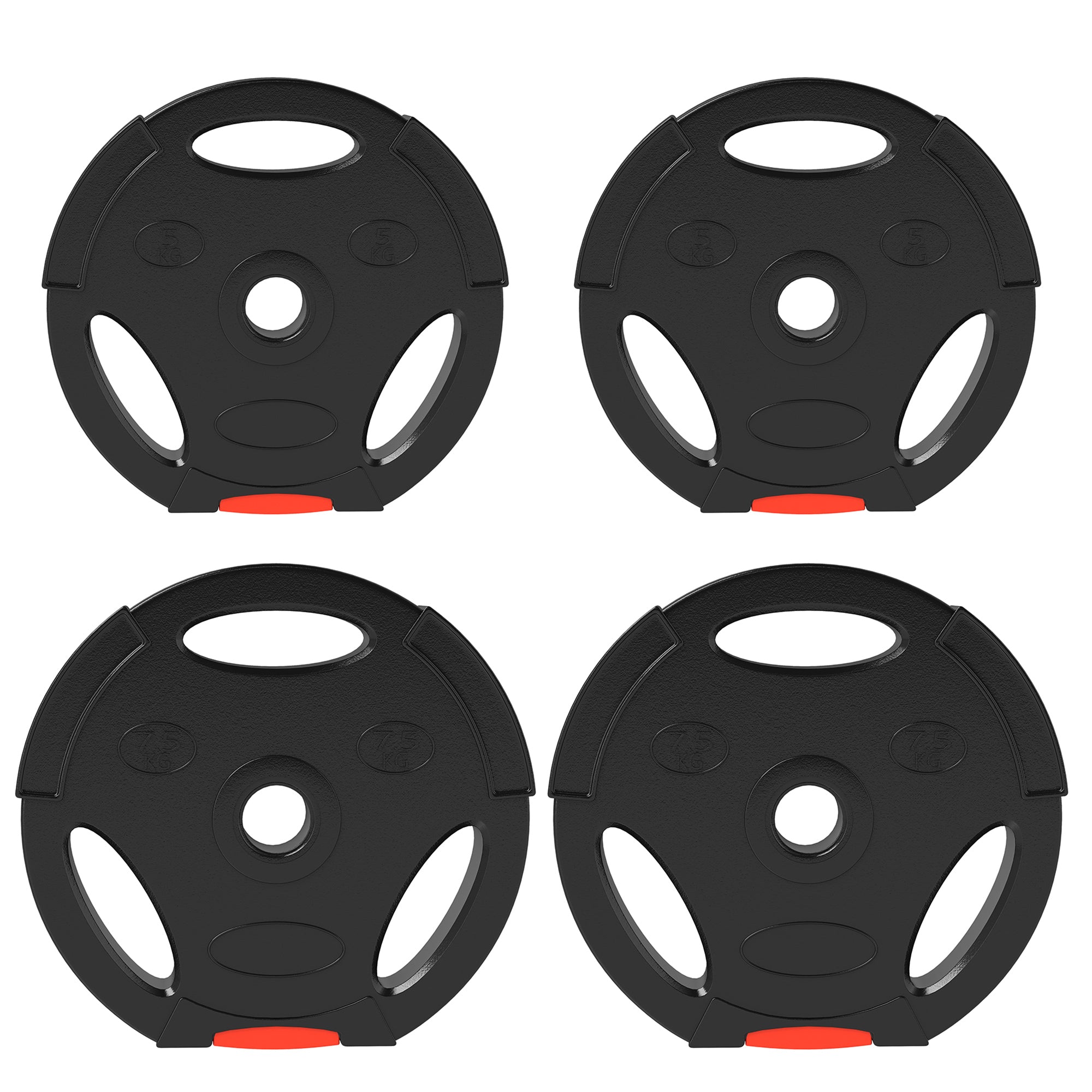 SPORTNOW 4-Piece Weight Disc Set Total 25 kg 2x7.5 kg 2x5 kg with 2.5 cm Holes for Home Fitness Training Gym Black