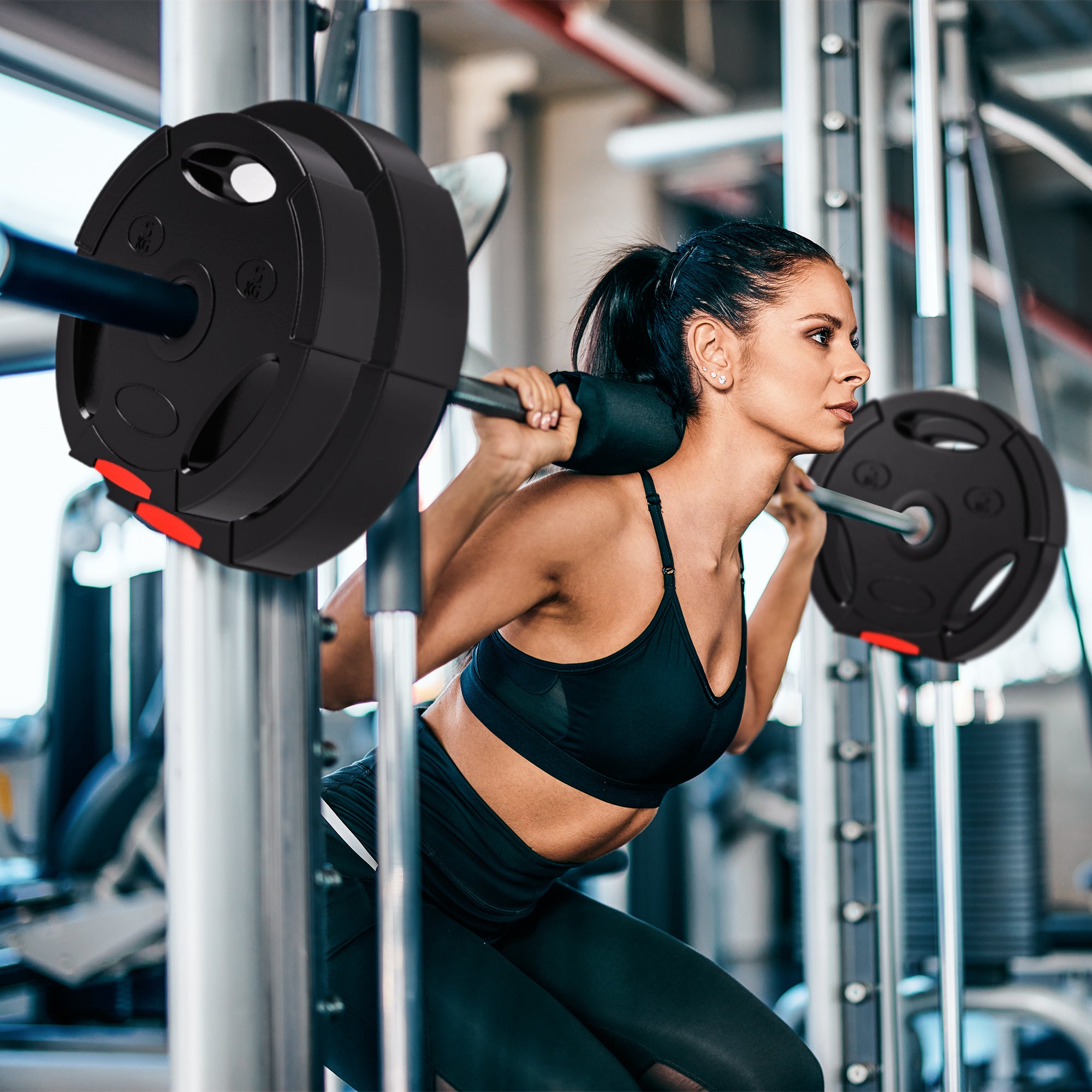 SPORTNOW 4-Piece Weight Disc Set Total 25 kg 2x7.5 kg 2x5 kg with 2.5 cm Holes for Home Fitness Training Gym Black
