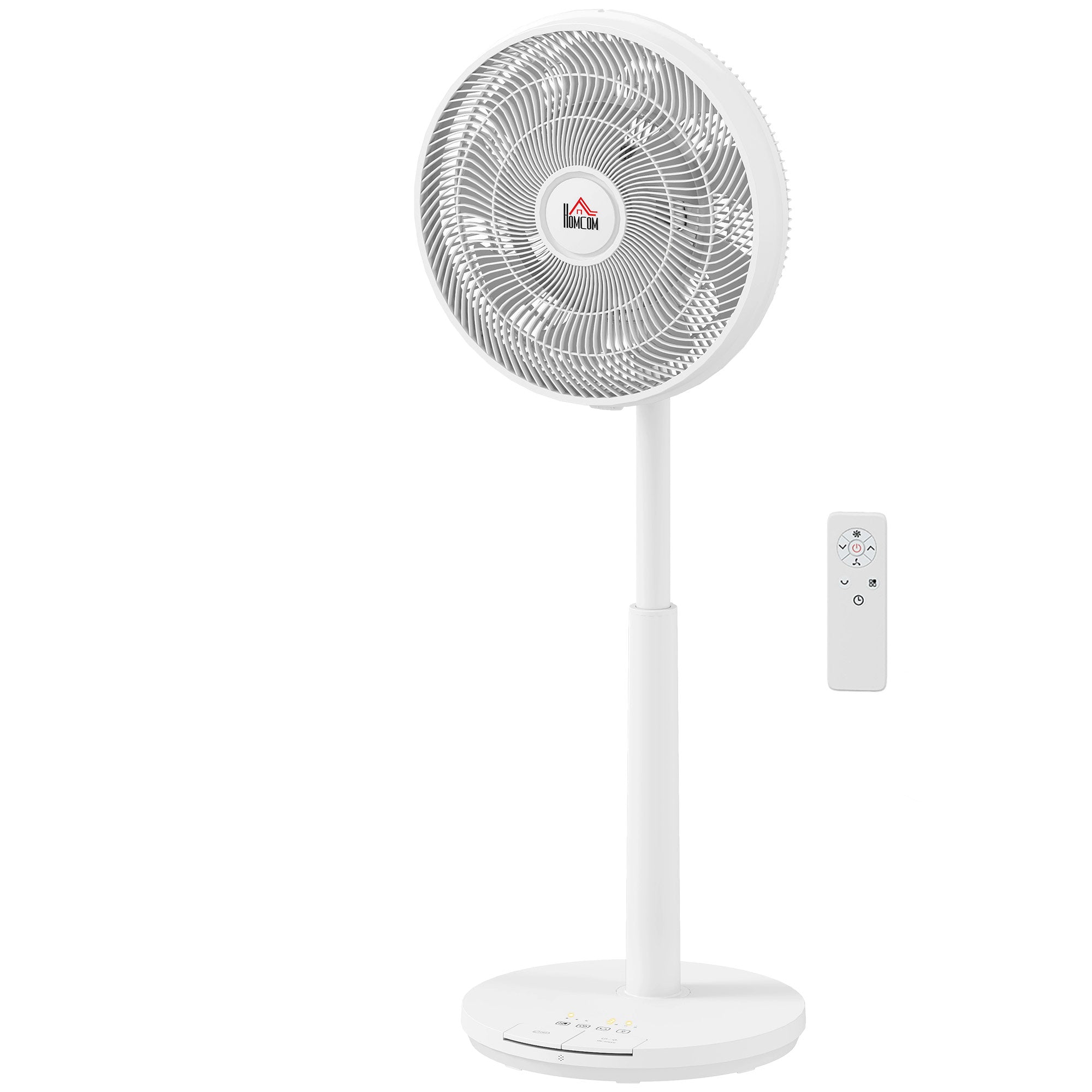 Quiet Pedestal Fan with Remote Control, Fan with 12 Speeds, Adjustable Timer, Tilt & Oscillation, Sleep Modes, White