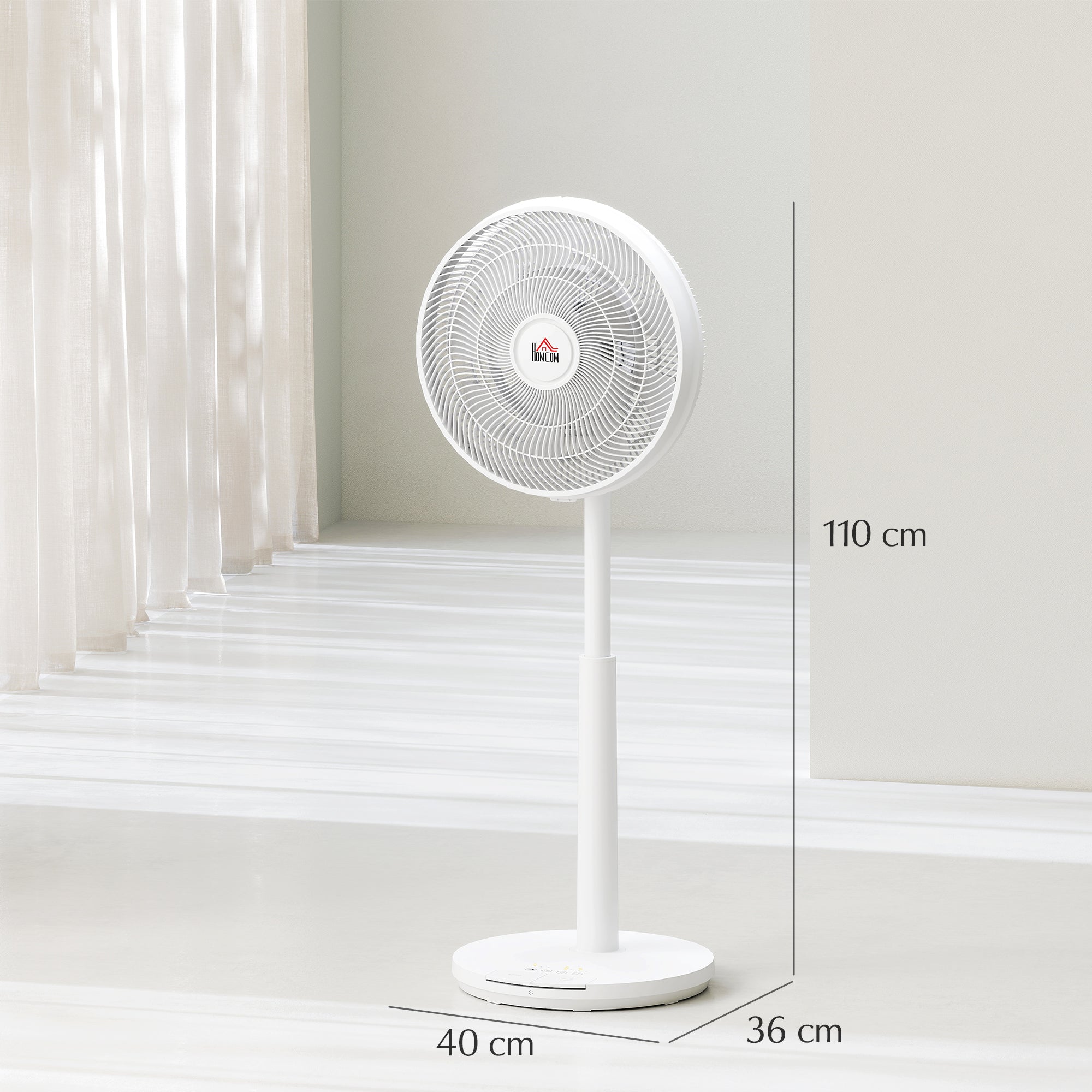 Quiet Pedestal Fan with Remote Control, Fan with 12 Speeds, Adjustable Timer, Tilt & Oscillation, Sleep Modes, White