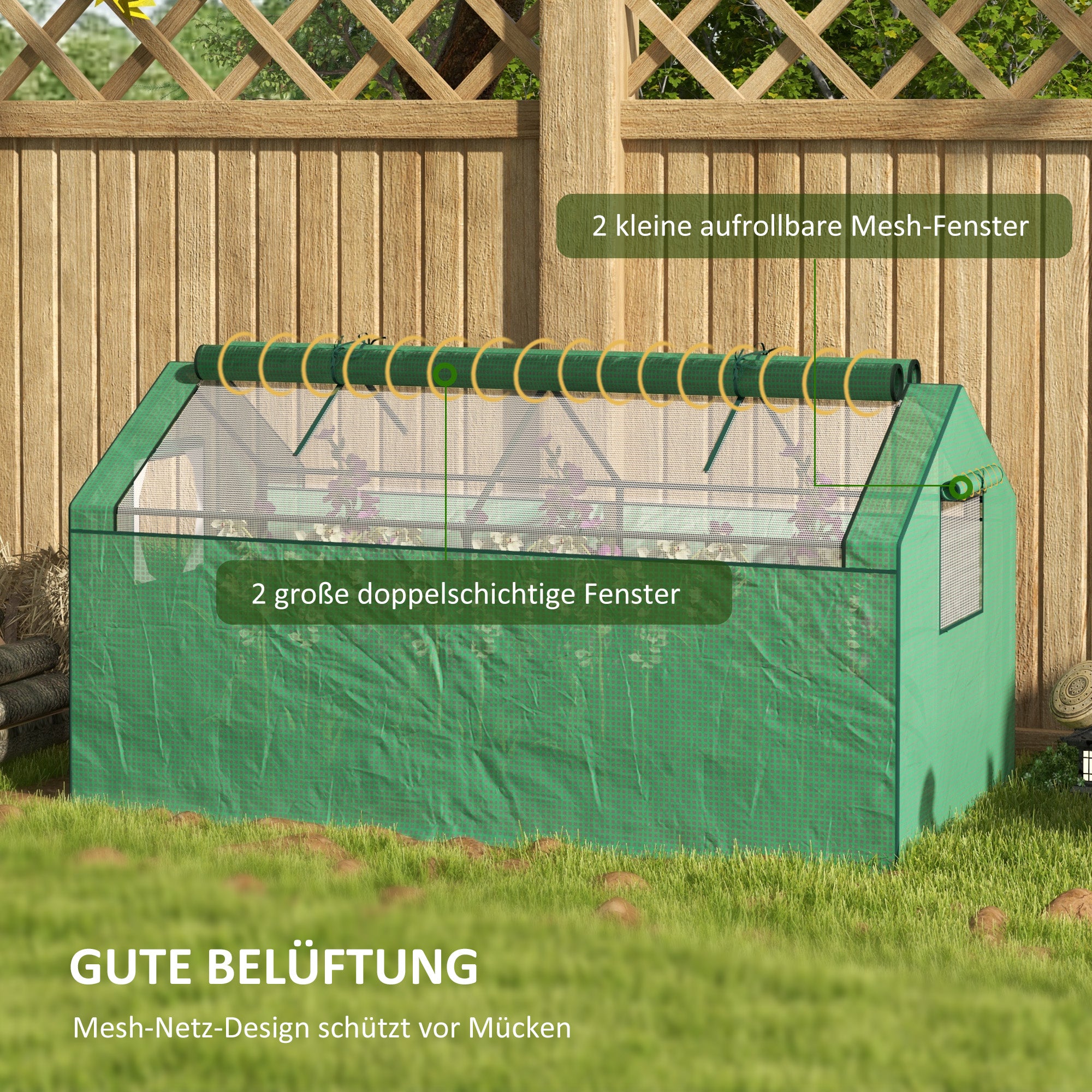 Foil Greenhouse with Window, Greenhouse with UV Protection, Tomato House, Cold Frame for Garden, Balcony, 180 x 92 x 92 cm