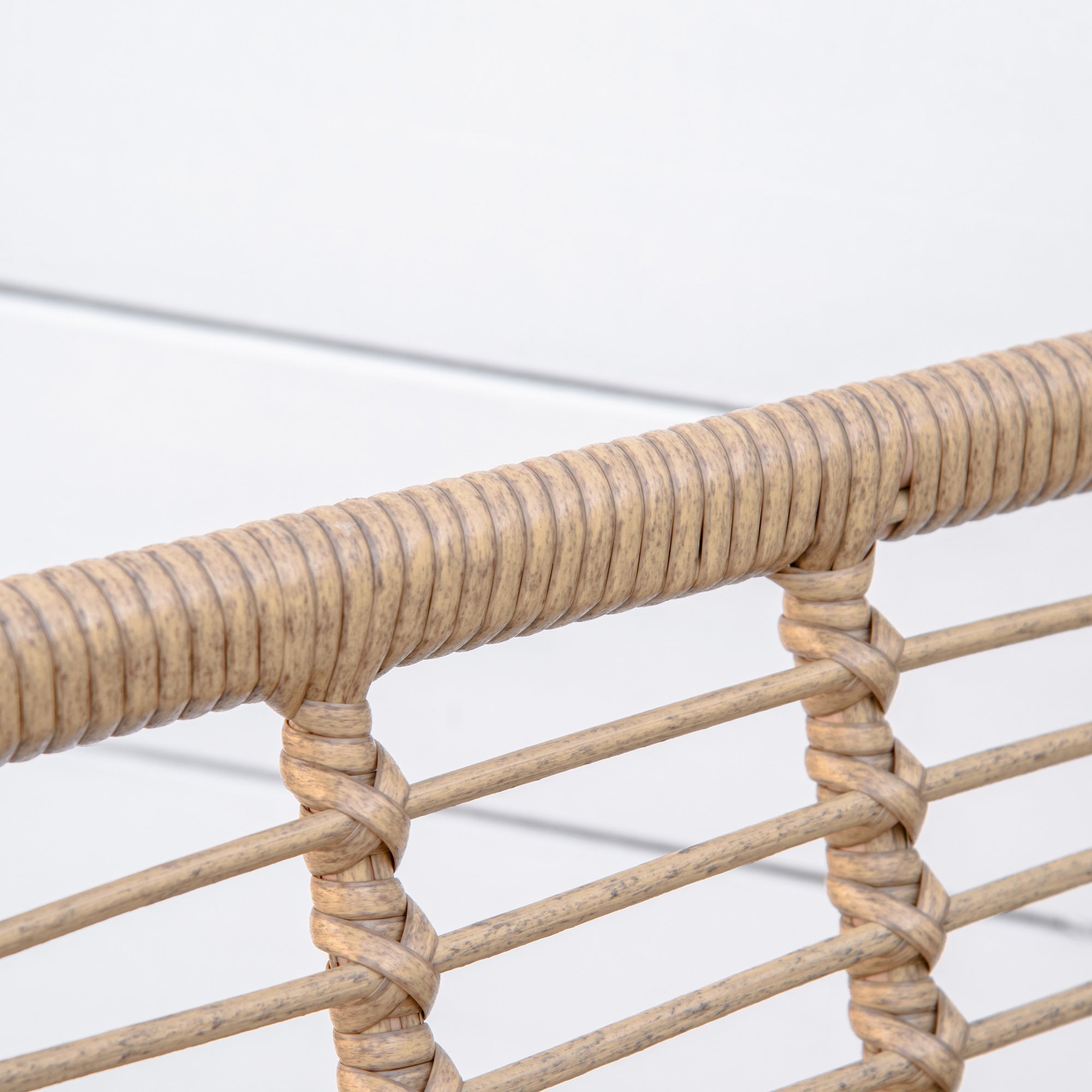 3-Piece PE Rattan Garden Furniture Set, Boho Style Outdoor Lounge with 2 Chairs with Cushions and Glass Shelf Coffee Table, Gray