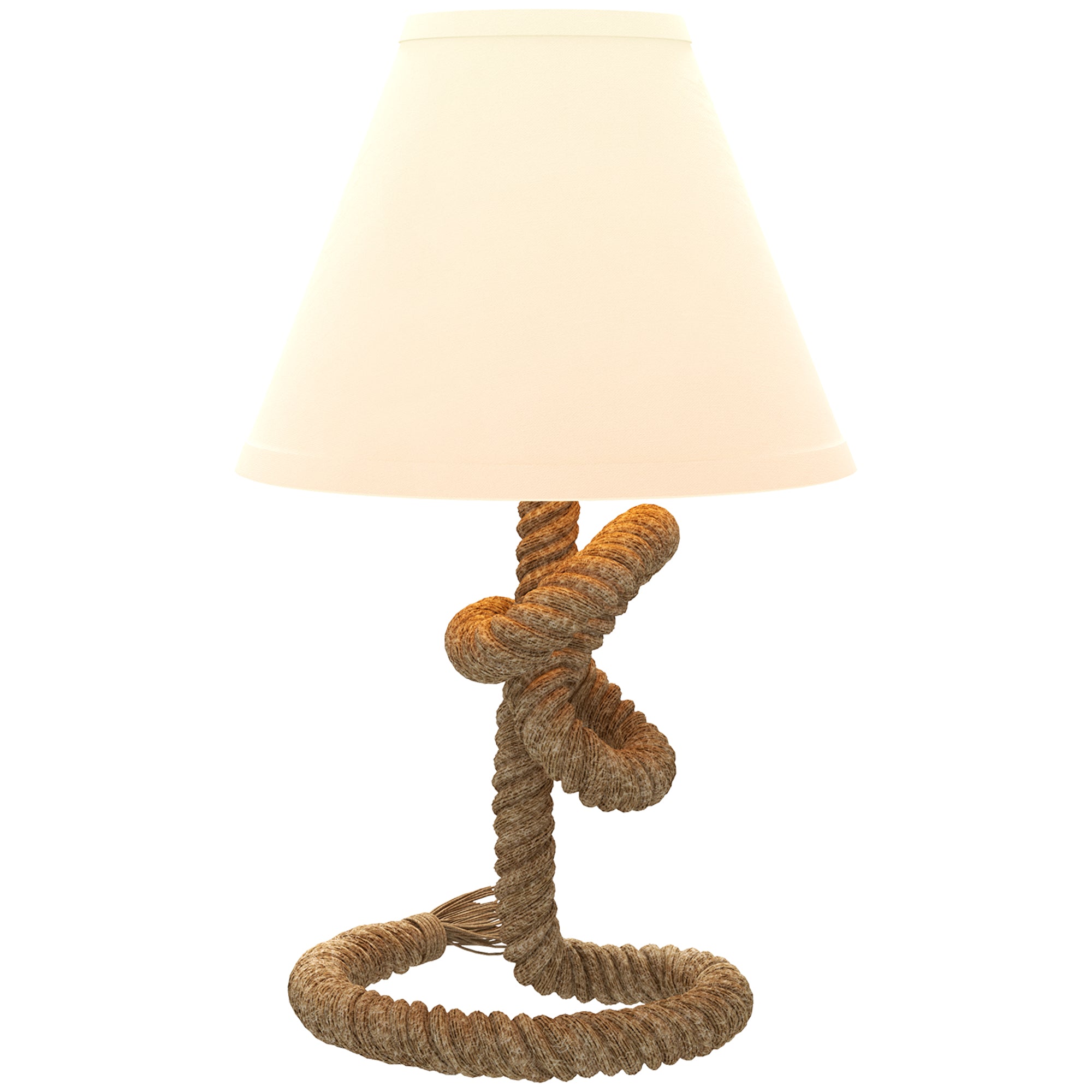 LED Table Lamp Bedside Lamp with Metal Base Linen Rope and Fabric Shade E27 Bulb Max.40W Warm White Lights for Bedroom Ø28x45.5cm Brown and Beige
