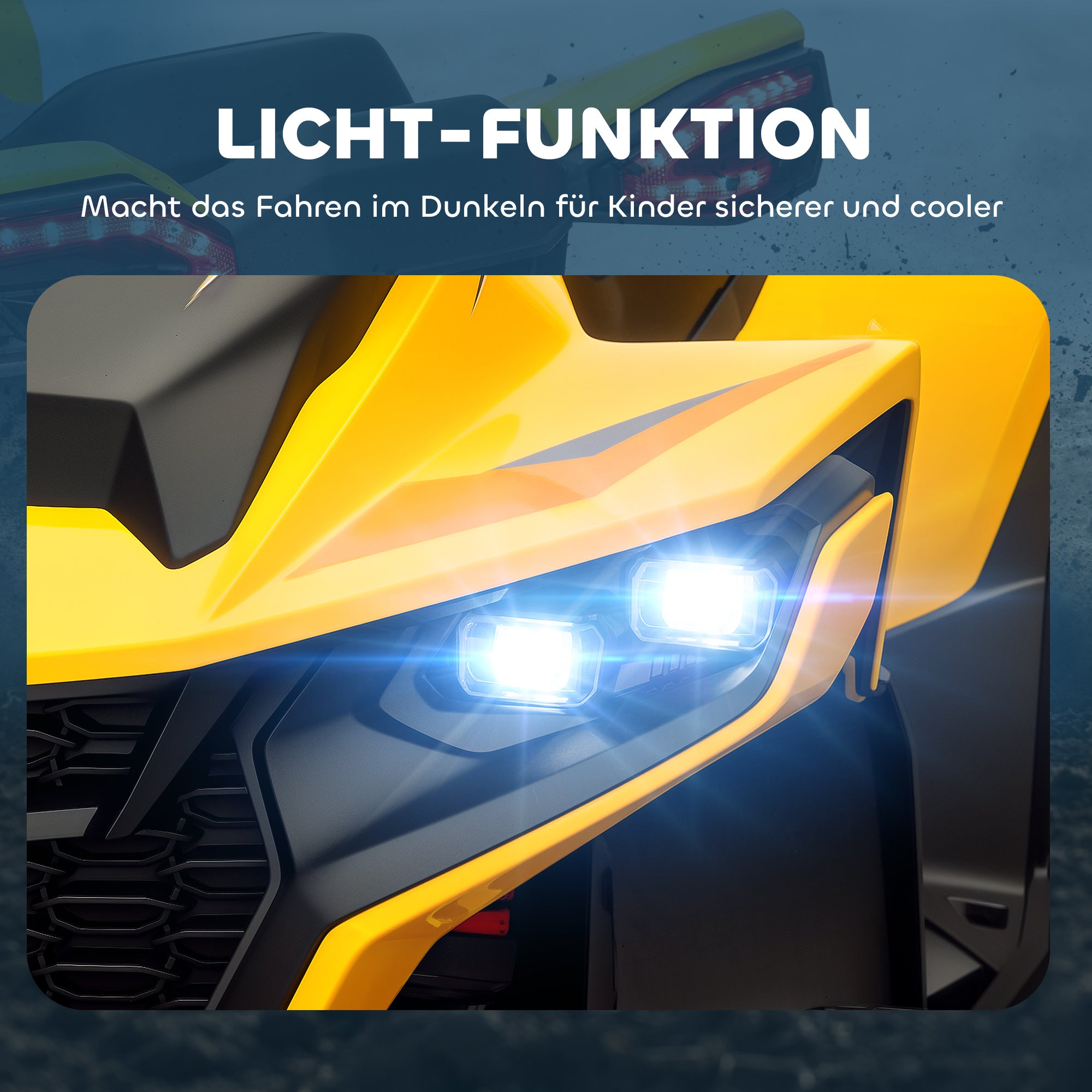 Electric Quad for Kids 12V Kids Quad with 2 Motors, 3-6km/h Ride-On Quad with Suspension, LED Lights, Children's Car with USB, Music for 3-8 Years, Yellow