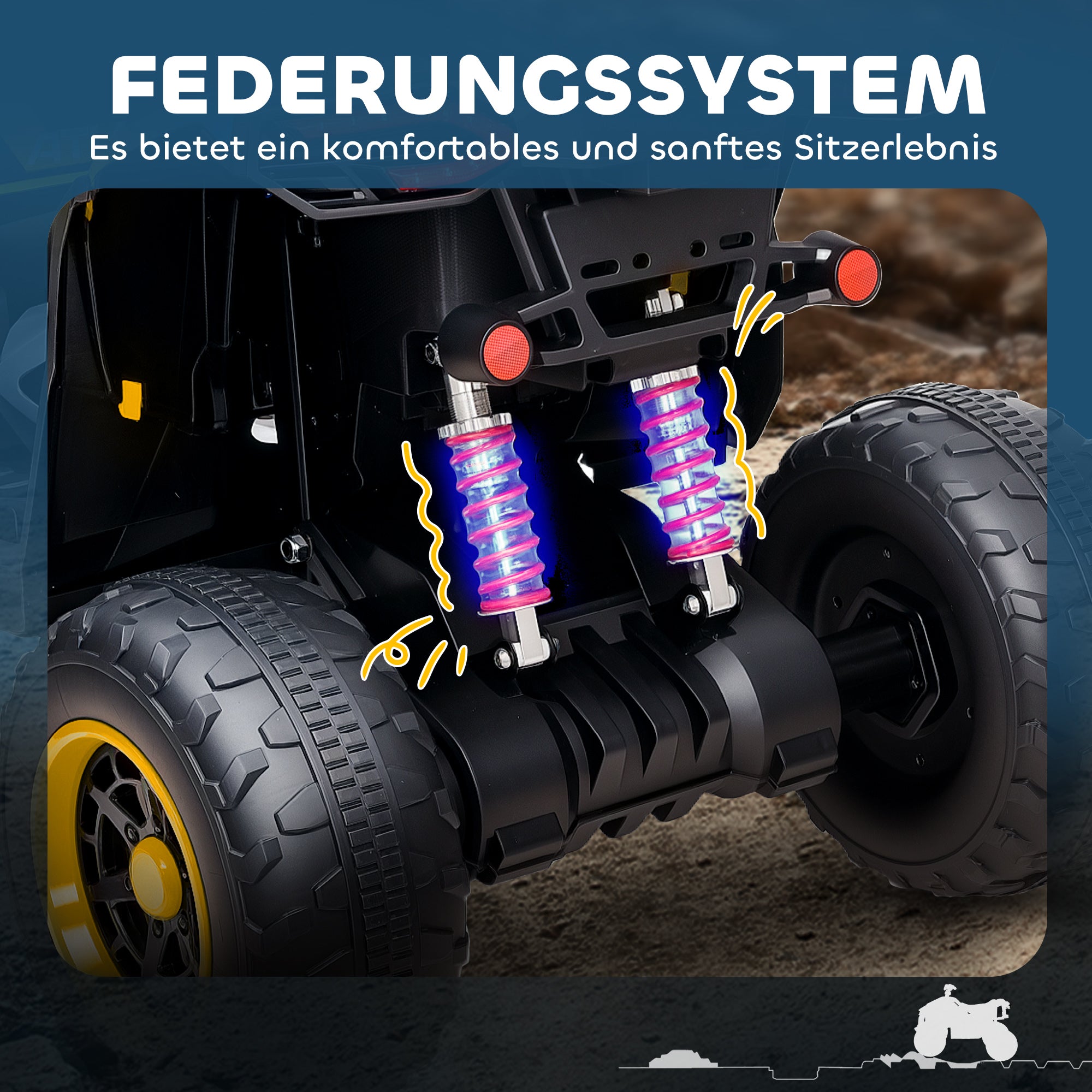 Electric Quad for Kids 12V Kids Quad with 2 Motors, 3-6km/h Ride-On Quad with Suspension, LED Lights, Children's Car with USB, Music for 3-8 Years, Yellow