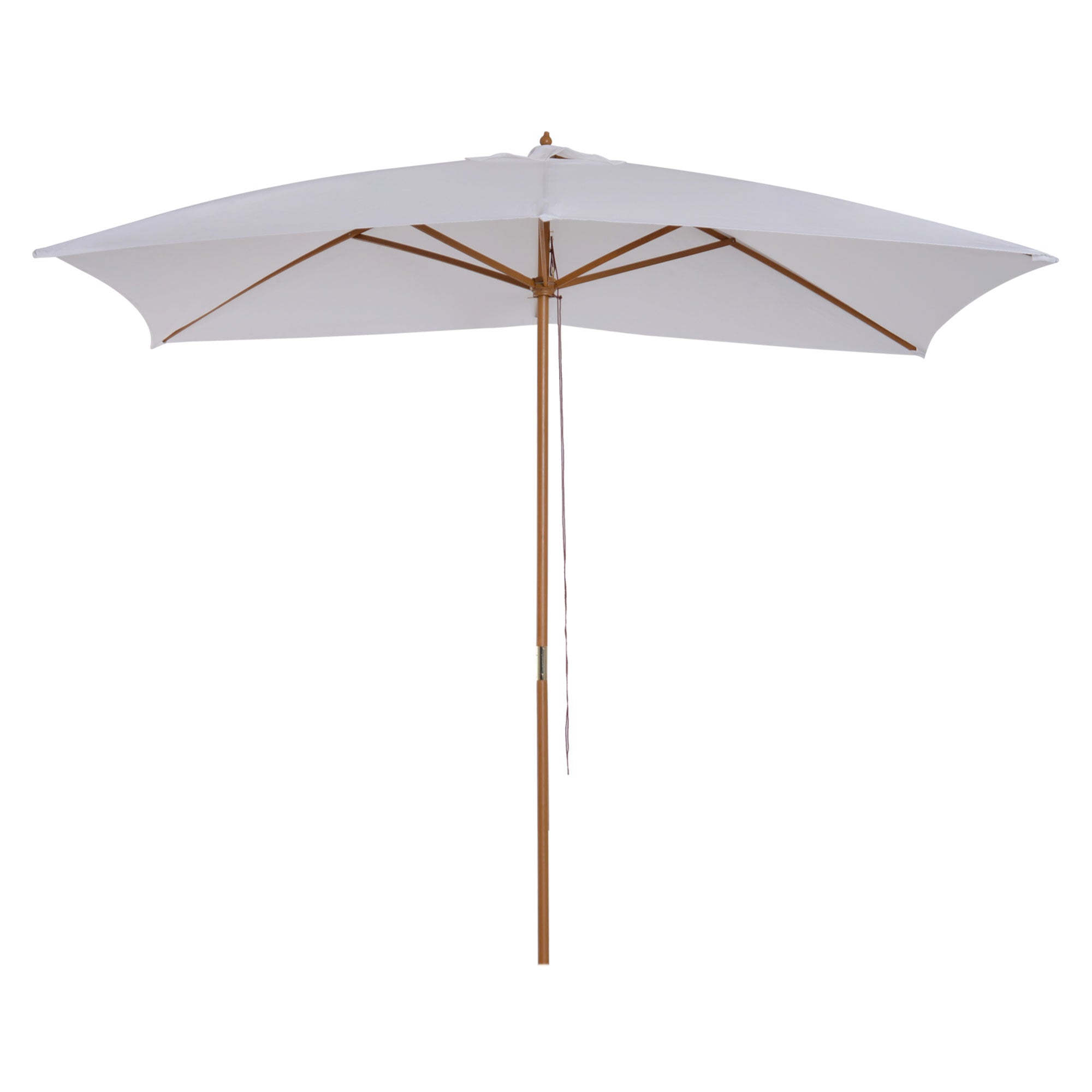 Garden Parasol 295x200 cm with Wooden Pole Bamboo Ribs and Pulley Rectangular Garden Sunshade Waterproof for Patio or Terrace Classic Style White