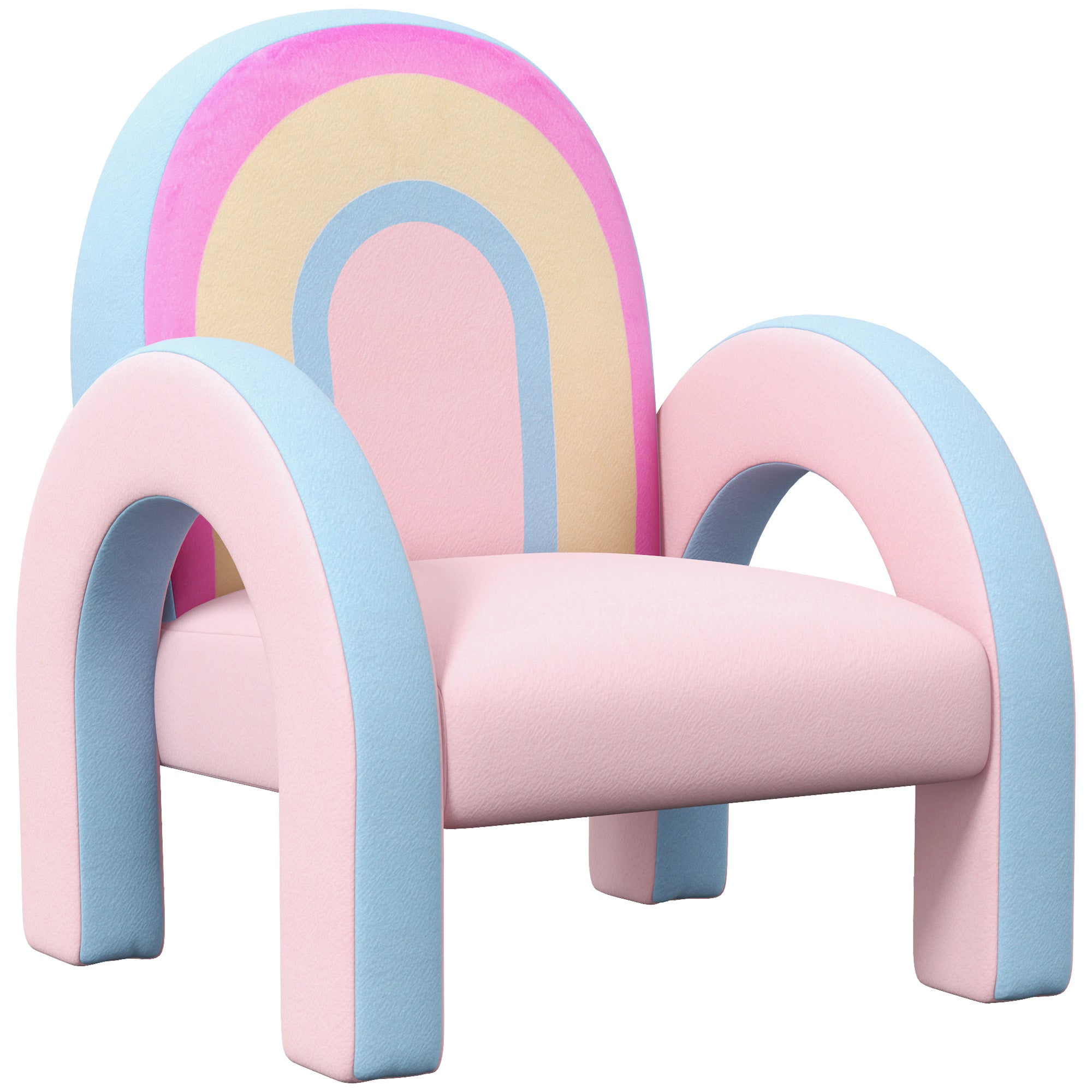 ZONEKIZ Rainbow Shaped Toddler Chair Mini Comfortable Sofa Children's Chair for 1.5-3 Years Old for Bedroom Living Room Load 45 kg 43x41x51 cm Pink