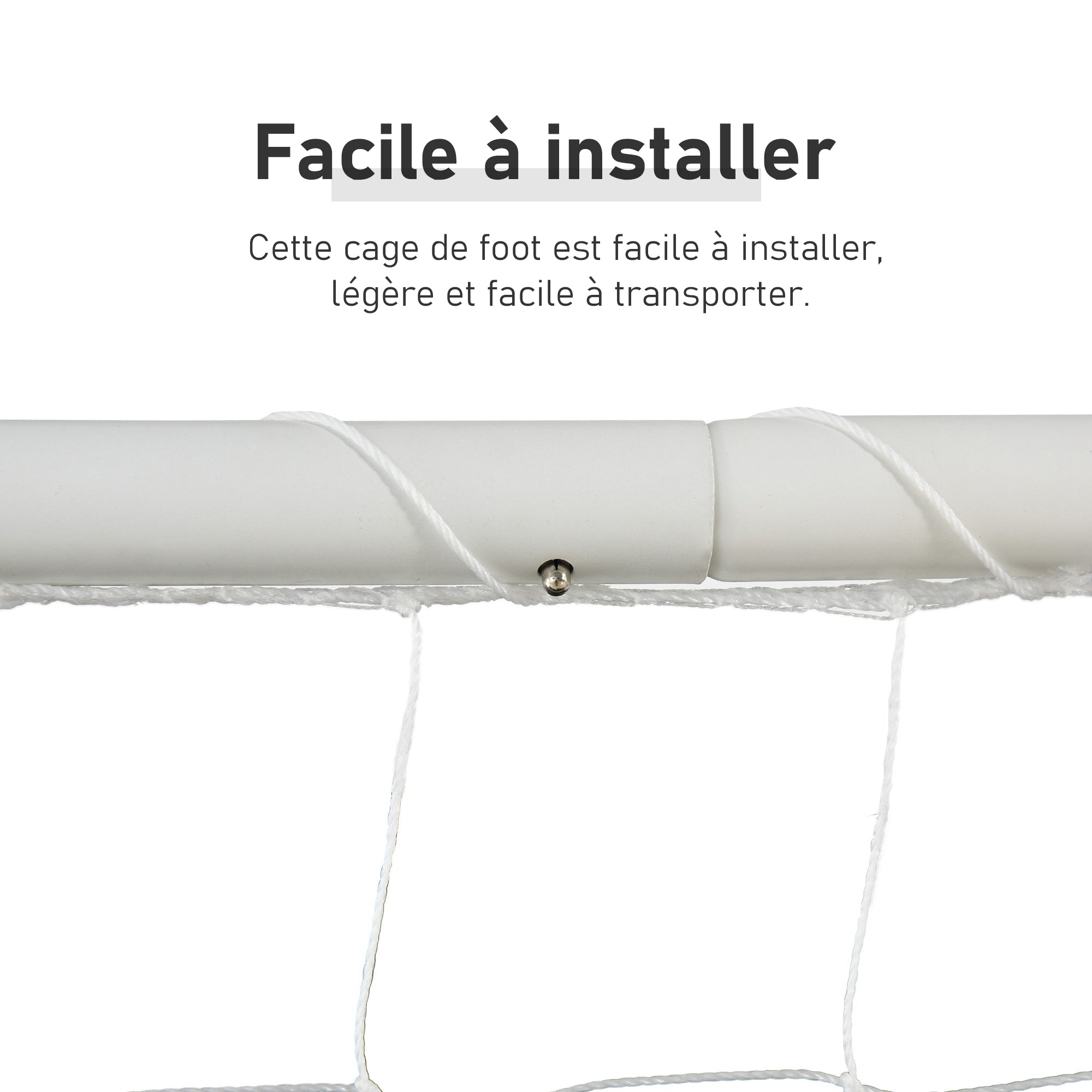 Football Goal - Soccer Goal - Training Goal dimensions 301L x 120W x 200H cm - white epoxy metal frame PE net - stakes included - white