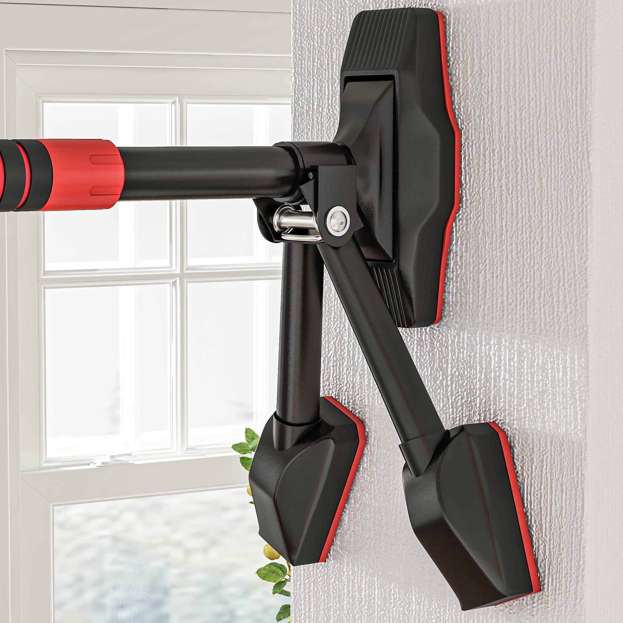 SPORTNOW Pull-Up Bar, Adjustable Pull-Ups with Level Gauge, for Door Frame, with Triangular Support, Maximum Load 225kg, Black, 79-98 x 7.5 x 15 cm